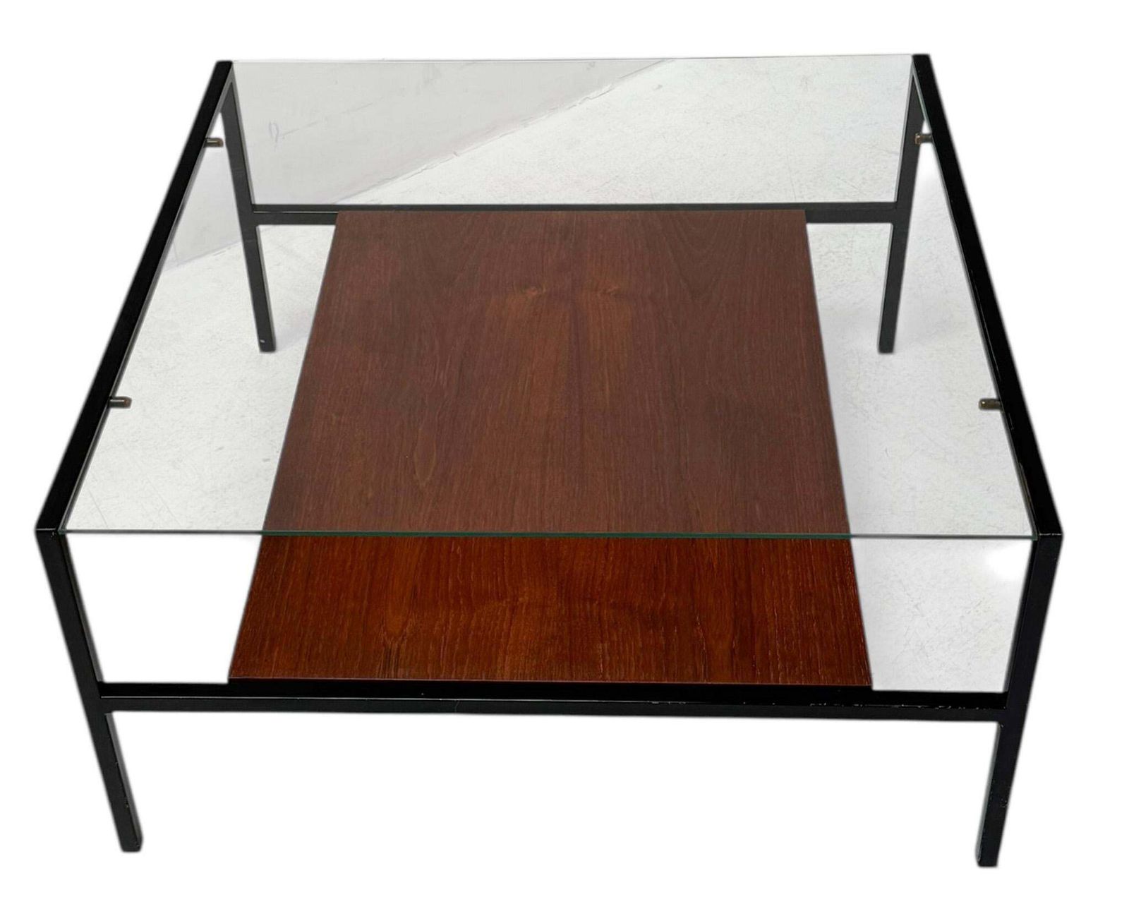Mid Century Modern Coffee Table Cees Braakman Style With Glass Top, 1950s photo Furniture