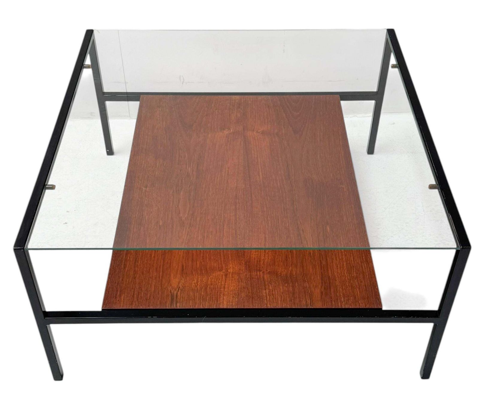Mid Century Modern Coffee Table Cees Braakman Style With Glass Top, 1950s photo vinterior