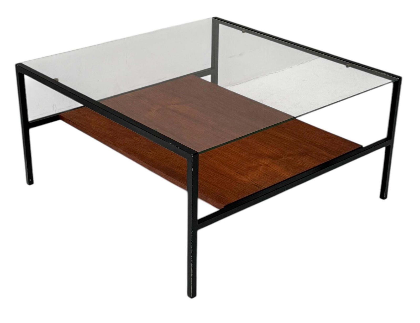 photo furniture Mid Century Modern Coffee Table Cees Braakman Style With Glass Top, 1950s