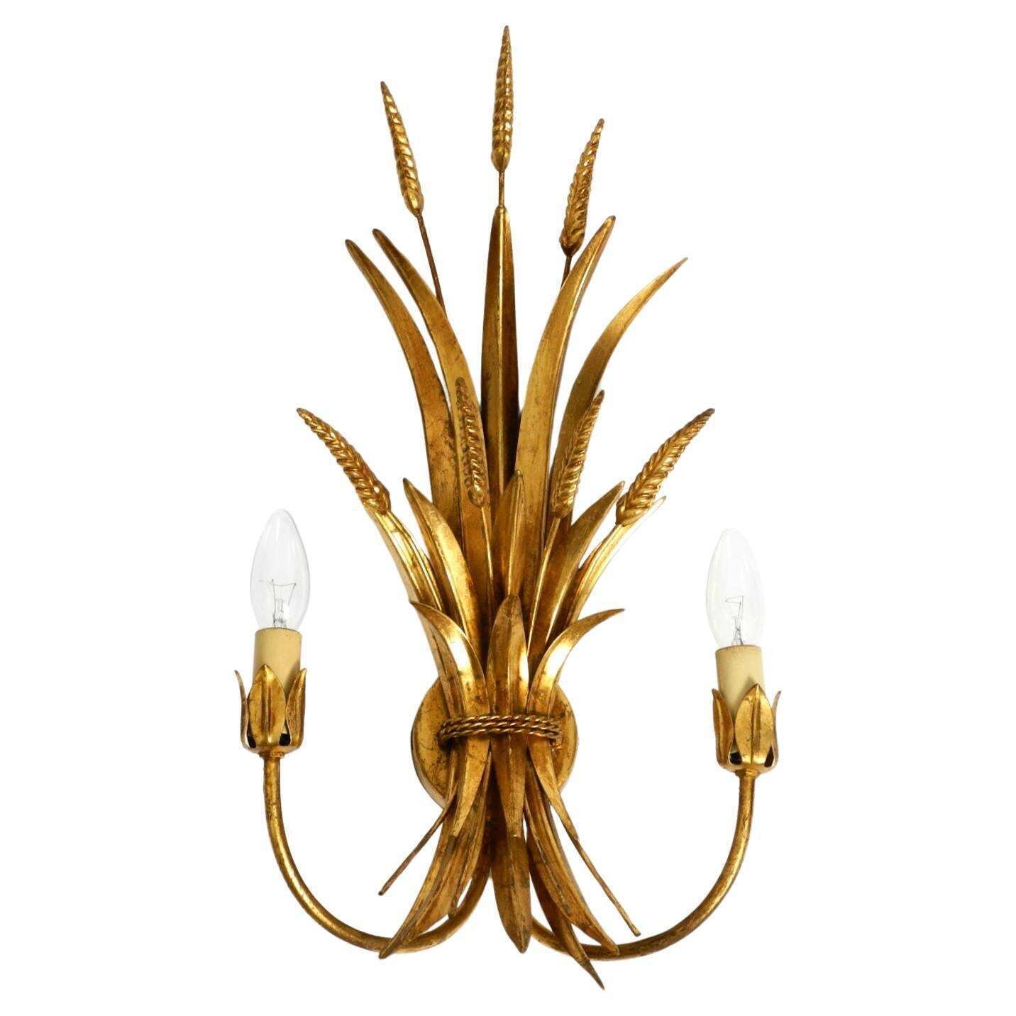 Beautiful Large 70s Gold Plated 2 Armed Metal Wall Lamp By Hans Kögl