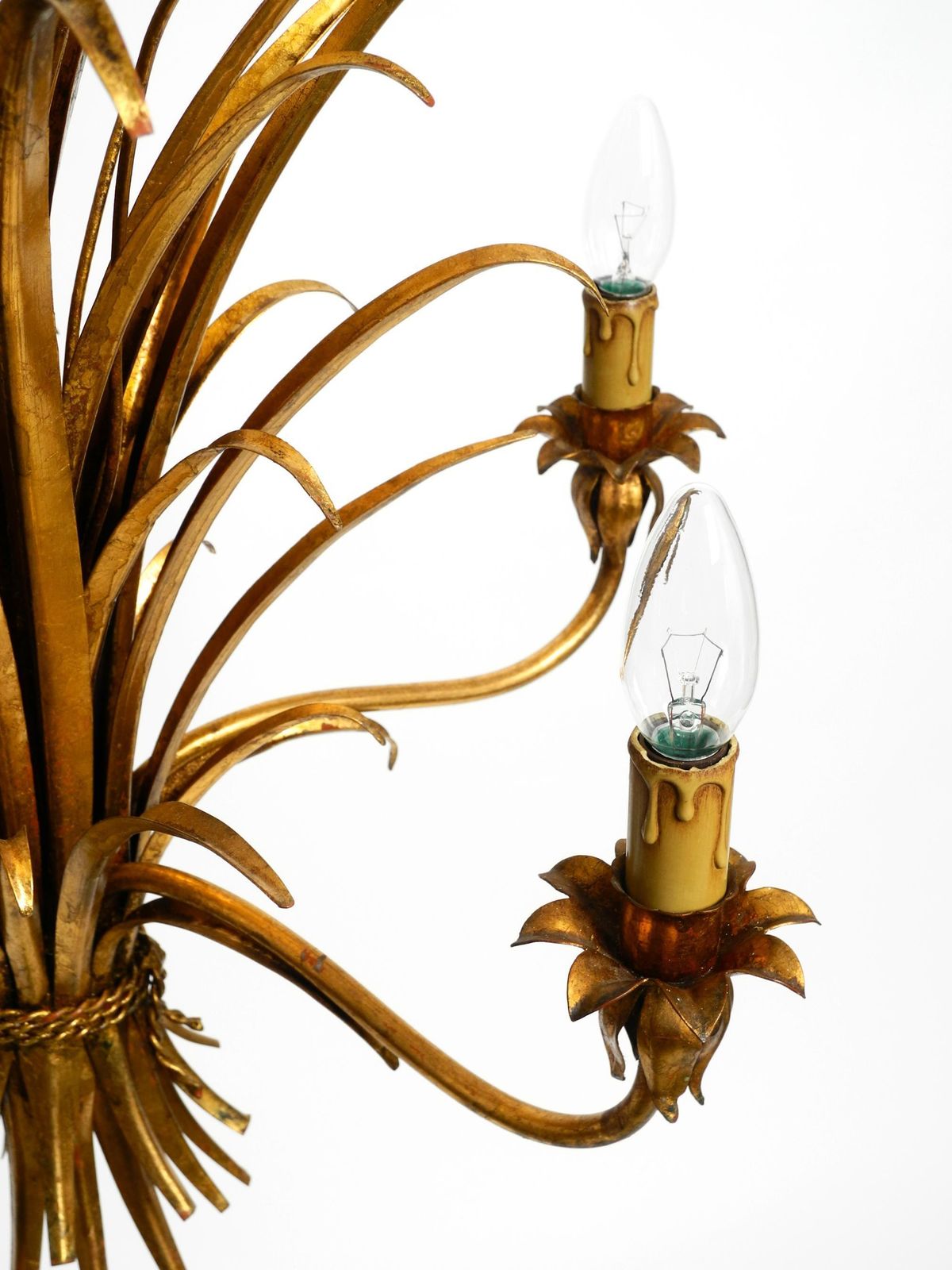 Beautiful 1970s Gold Plated 5 Arm Tall Metal Chandelier By Hans Kögl photo buy