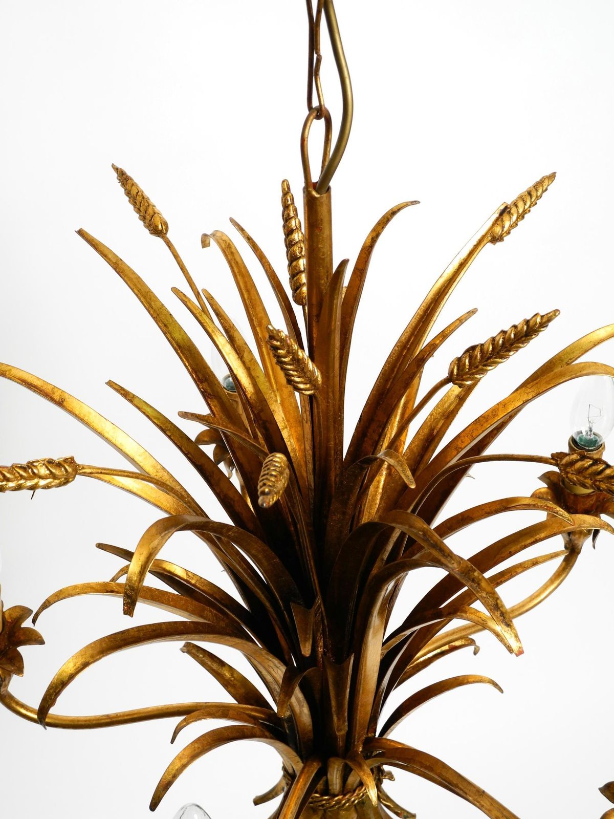 photo buy Beautiful 1970s Gold Plated 5 Arm Tall Metal Chandelier By Hans Kögl