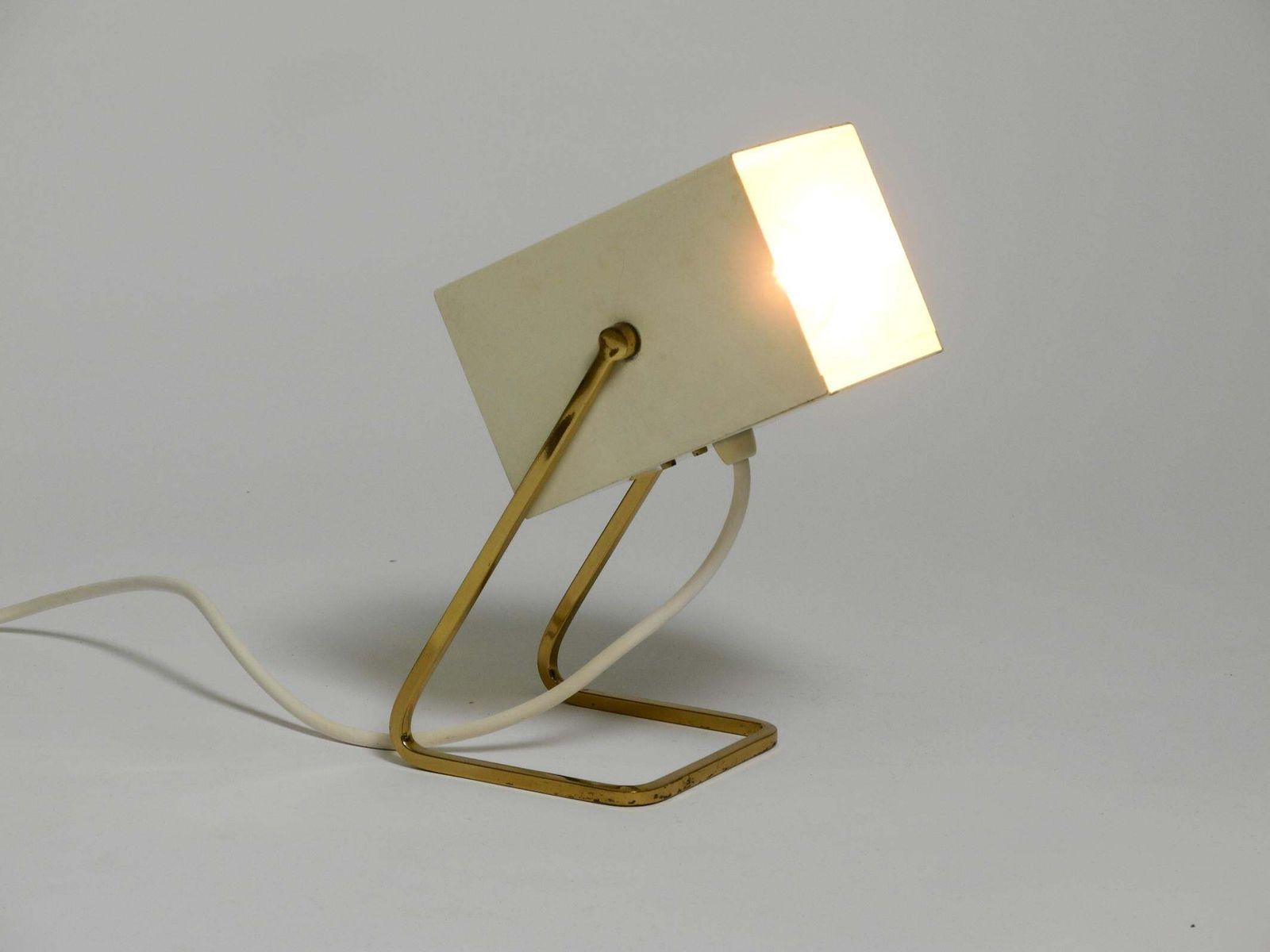 Great Mid Century Modern Metal Bedside Lamp With Brass Base By Kaiser Leuchten photo buy