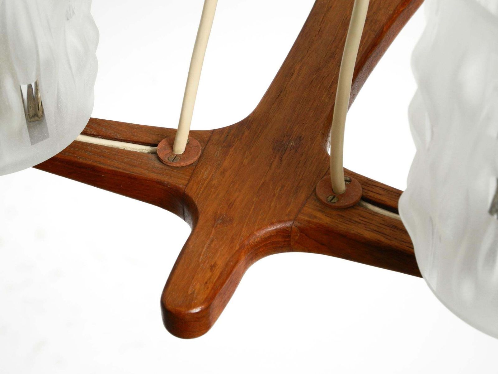 photo furniture 6 Armed Scandinavian 1960s Ceiling Lamp Made Of Teak And With Glass Shades