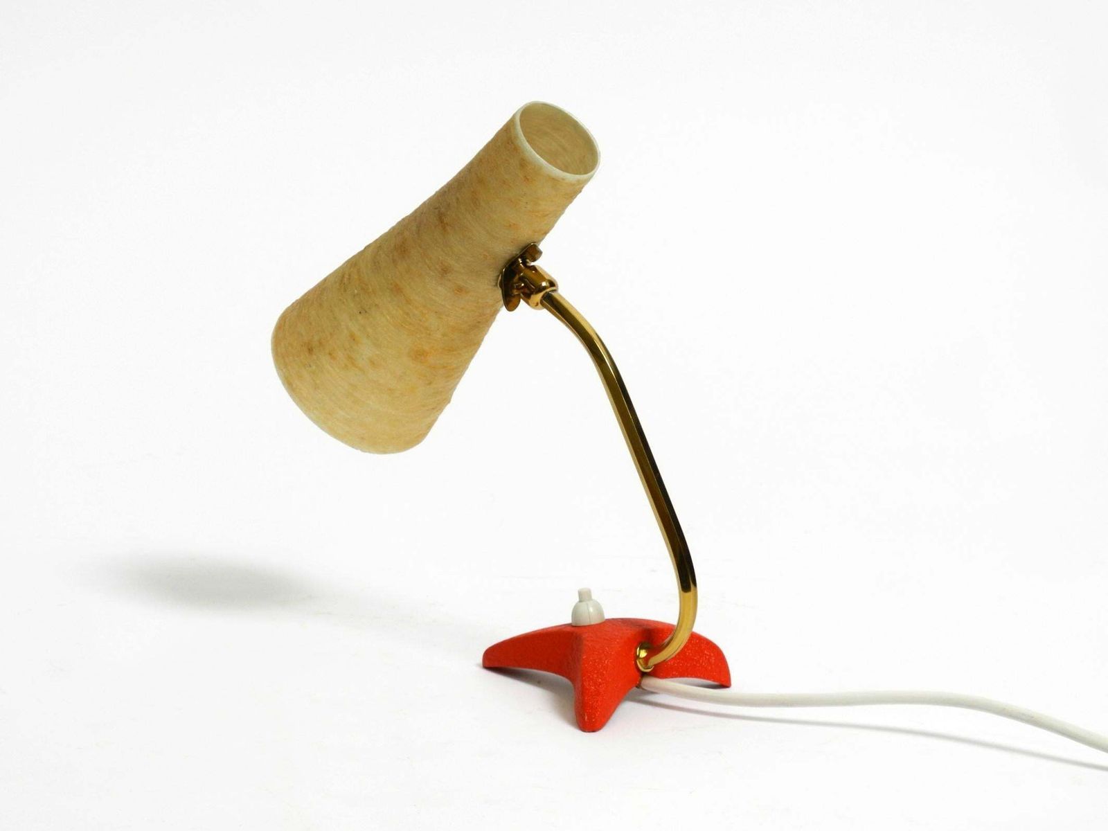 photo for sale Small Mid Century Crow's Foot Table Lamp With Fiberglass Lampshade By Cosack