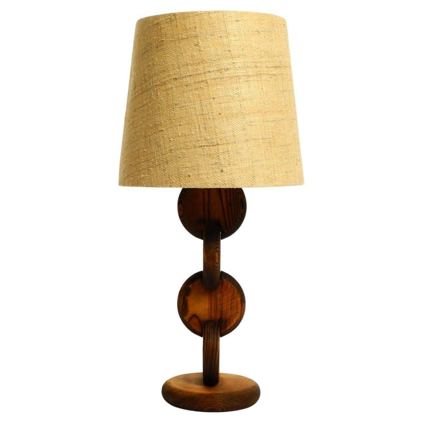Large Rare Beautiful 1960s Table Lamp By Temde Made Of Pinewood