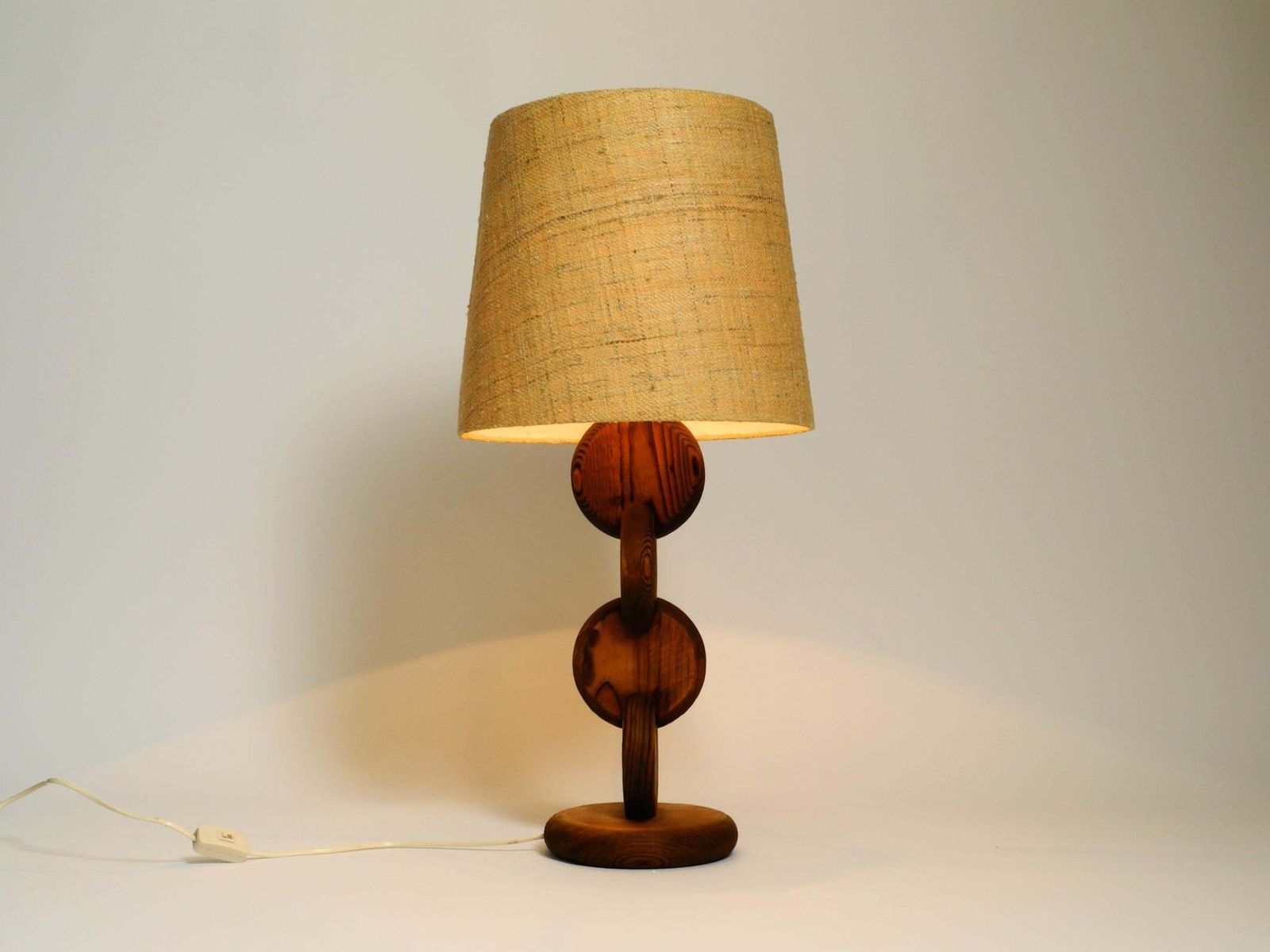 Large Rare Beautiful 1960s Table Lamp By Temde Made Of Pinewood photo for sale