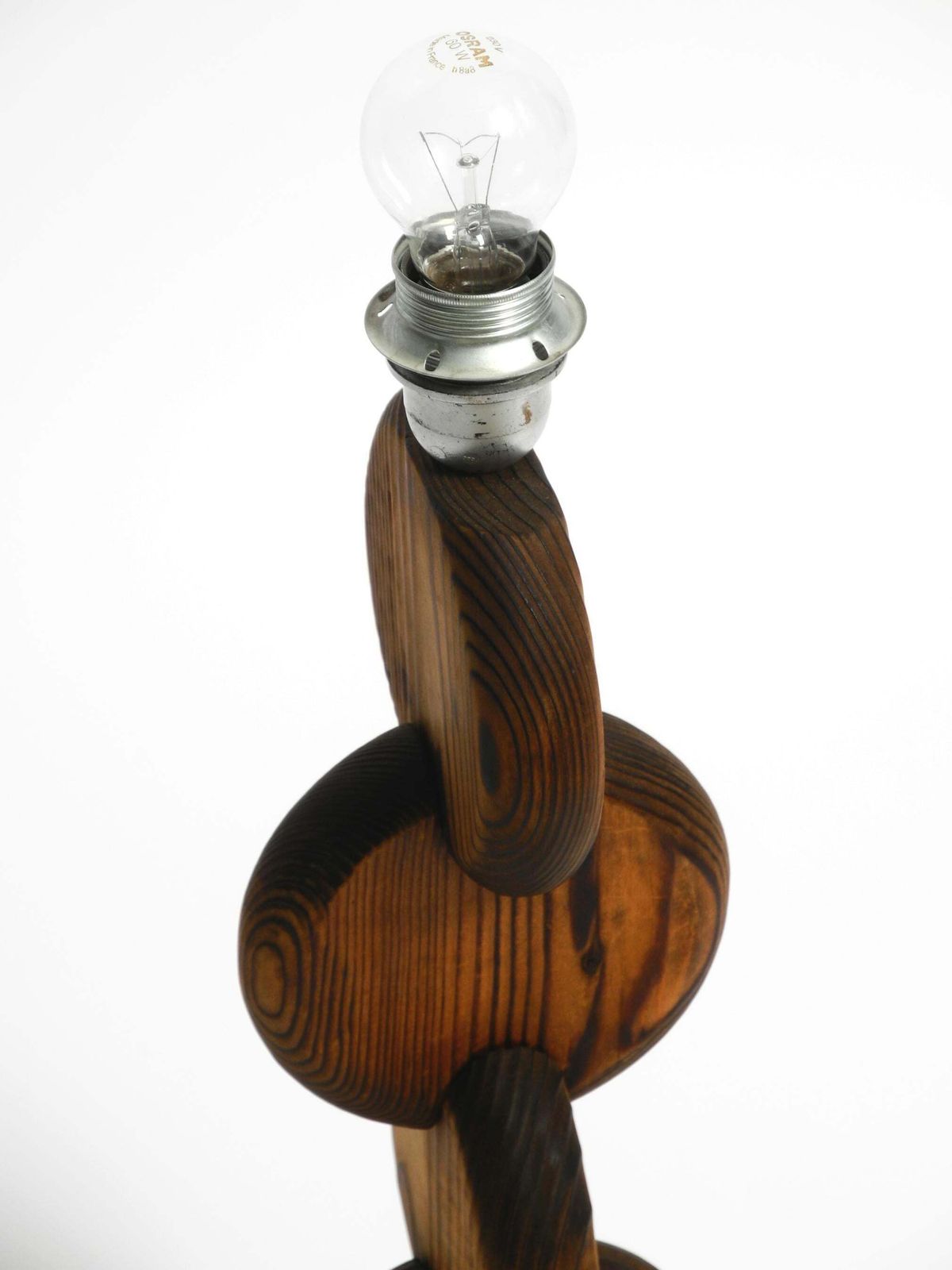 Large Rare Beautiful 1960s Table Lamp By Temde Made Of Pinewood photo vintage