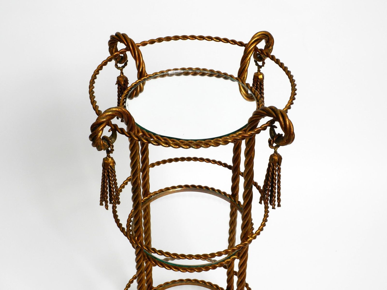 Beautiful Italian 60s Regency Side Table In Gold Plated Metal By Li Puma Firenze photo vinterior