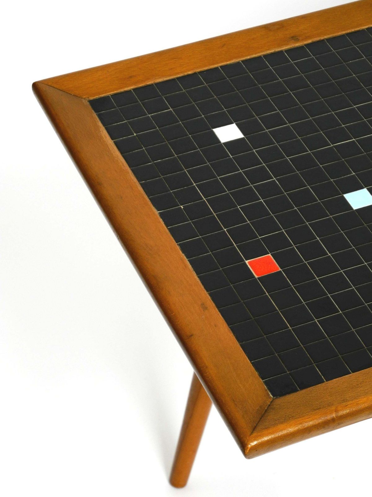 Beautiful Long Mid Century Walnut Wood Coffee Table With A Mosaic Surface photo buy