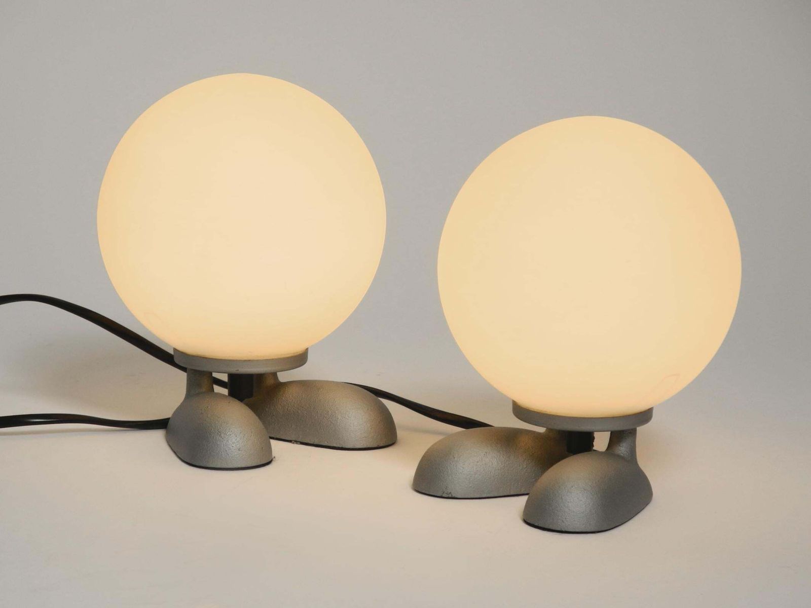 Pair Of 1990s Table Lamps With A Cast Aluminum Base With Feet Made By Sompex photo buy