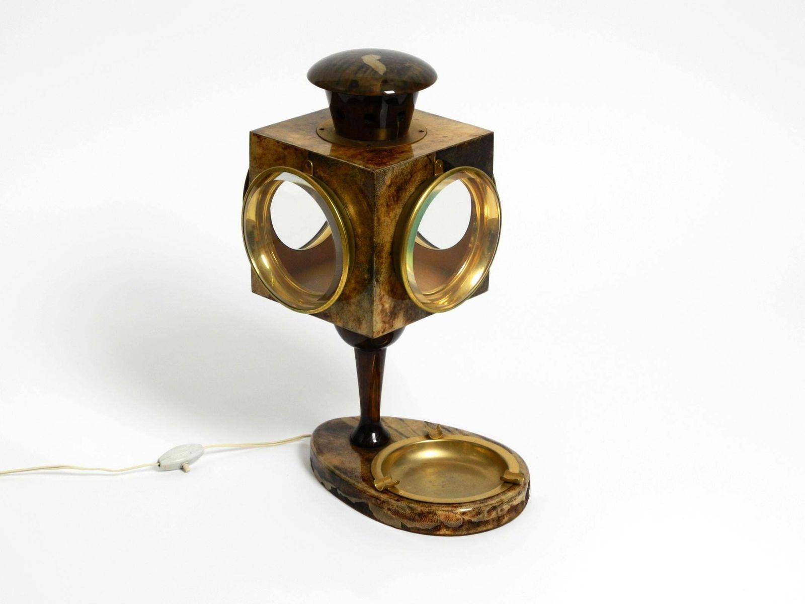 Large Italian Mid Century Table Lamp By Aldo Tura Designed Like A Lantern photo for sale