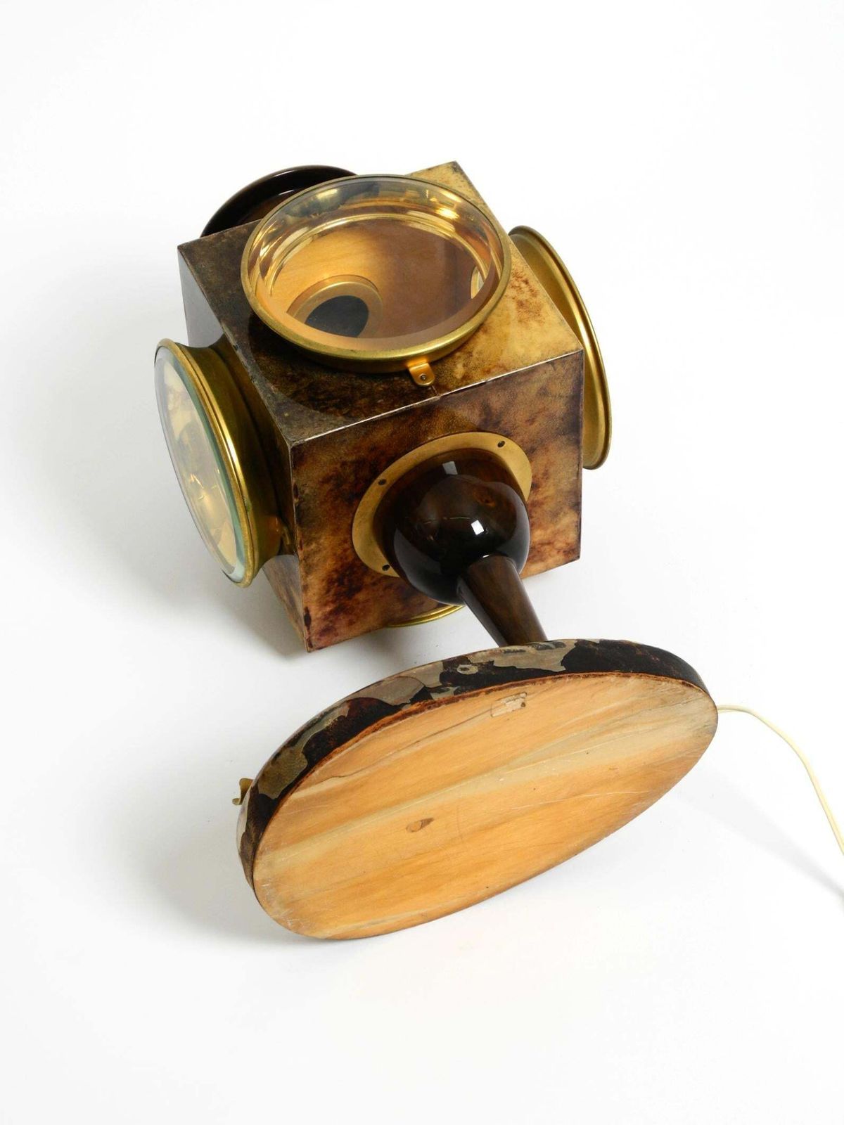 Large Italian Mid Century Table Lamp By Aldo Tura Designed Like A Lantern photo buy