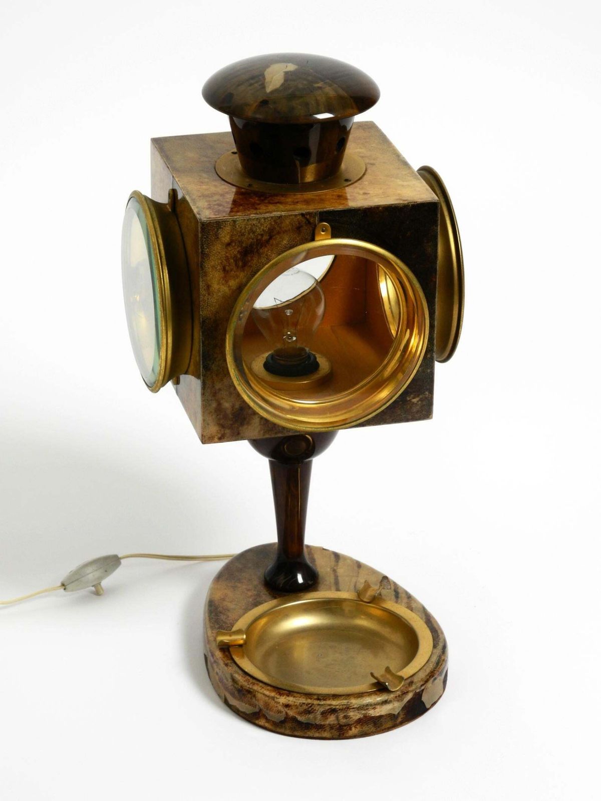 photo vintage Large Italian Mid Century Table Lamp By Aldo Tura Designed Like A Lantern