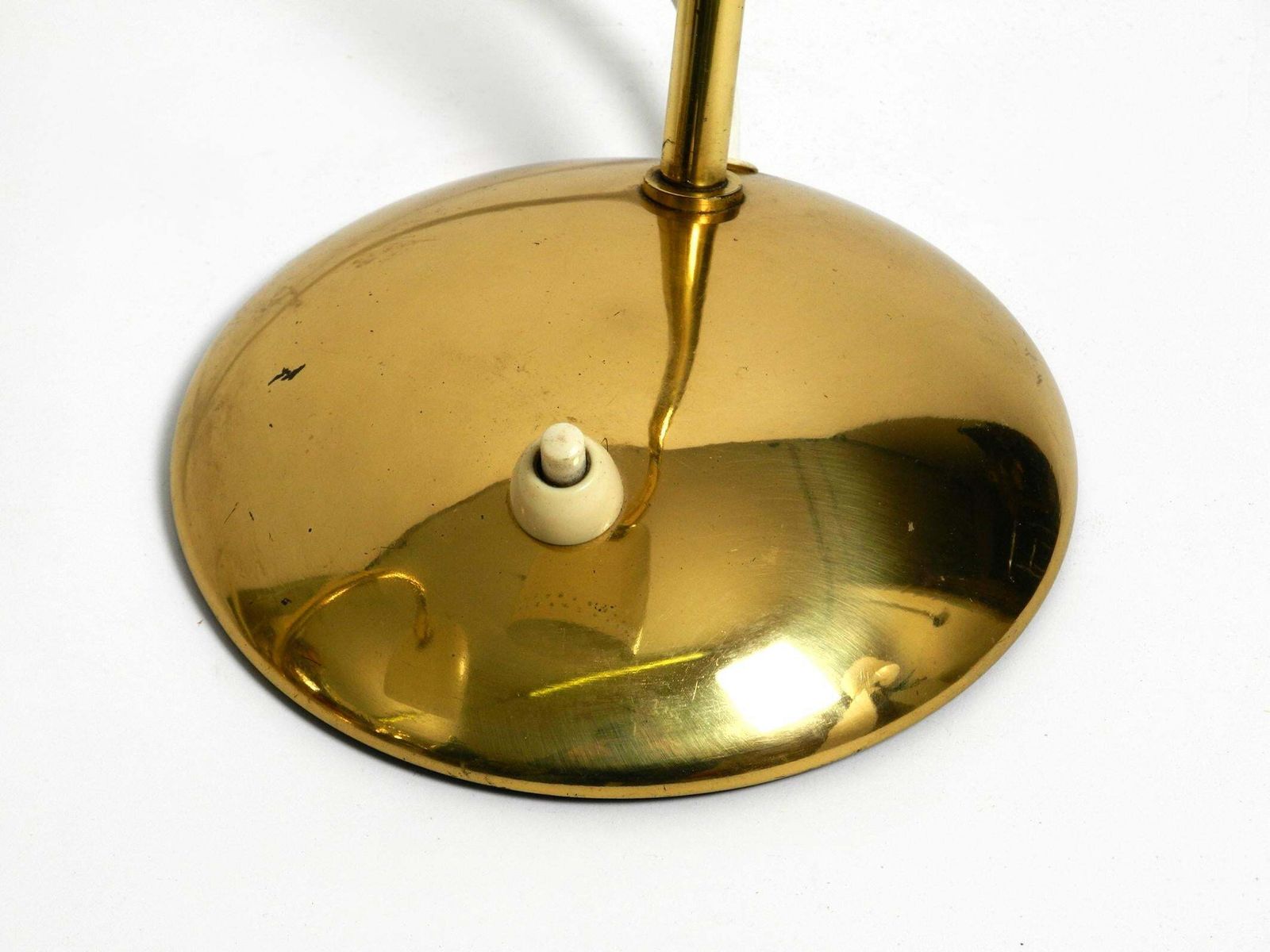 Pair Of Beautiful German Mid Century Modern Brass Table Lamps With Metal Shades photo buy