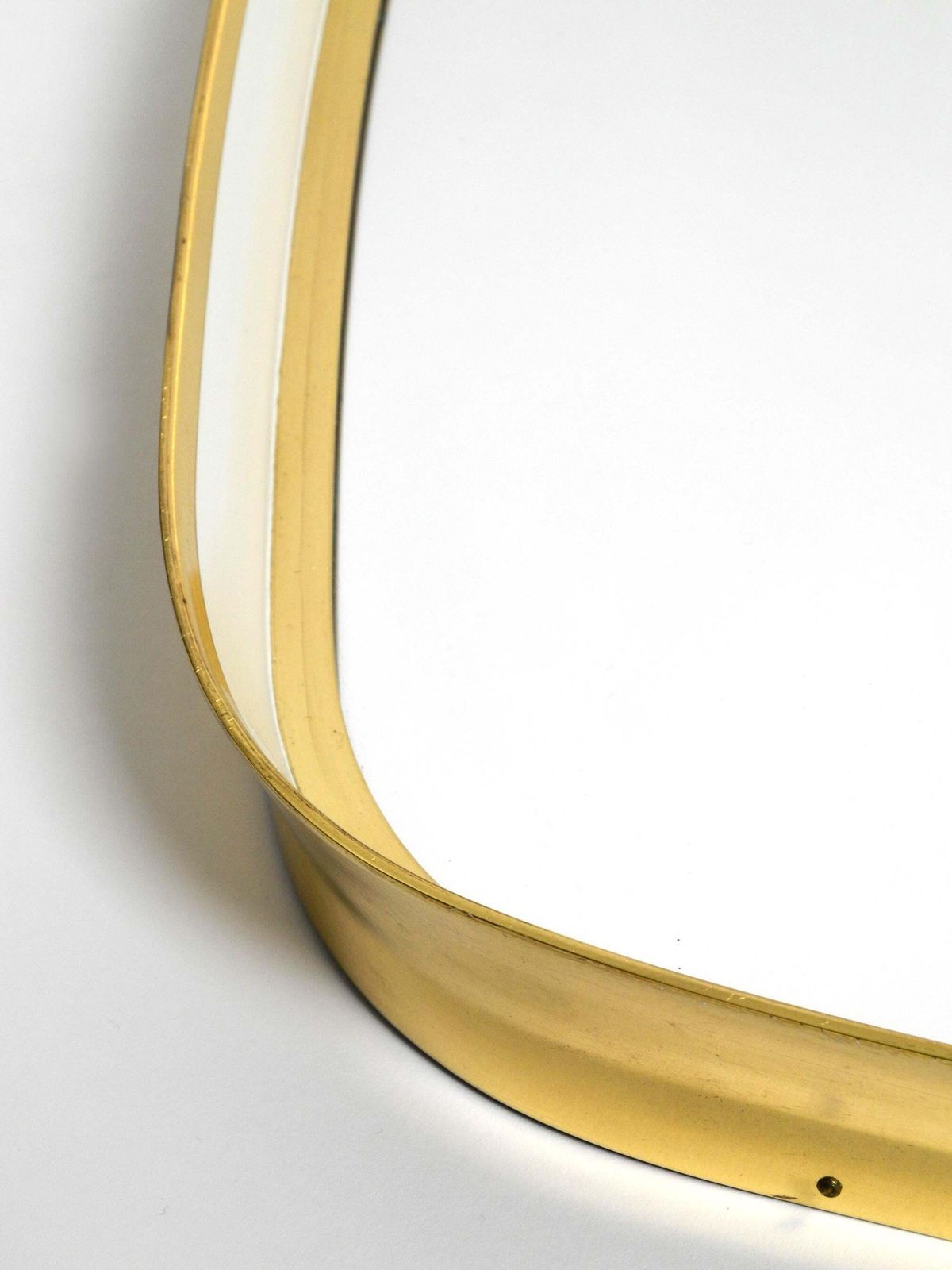 Huge Mid Century Modern "Zier Form" Wall Mirror With Heavy Brass Frame photo vintage