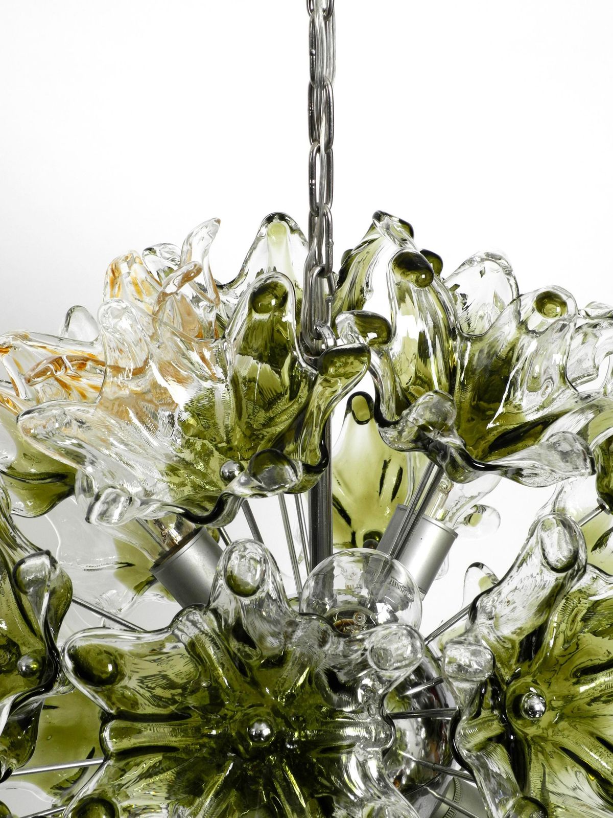Large Unique Italian Xxl 1960s Pendant Lamp With Murano Glass Flowers By Veart photo vinterior