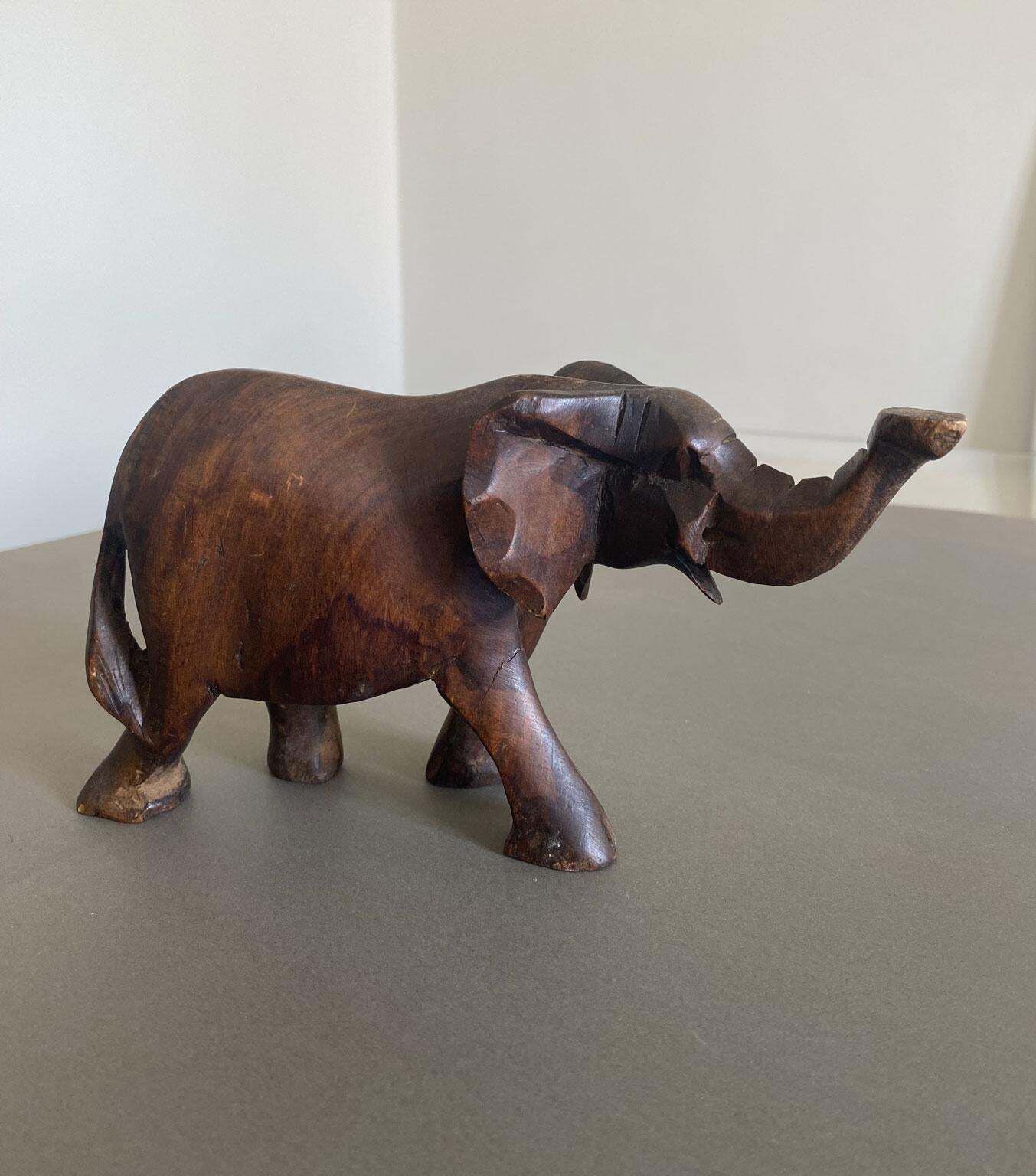 Italy Late 20th Century Carved Wooden Elephant photo furniture