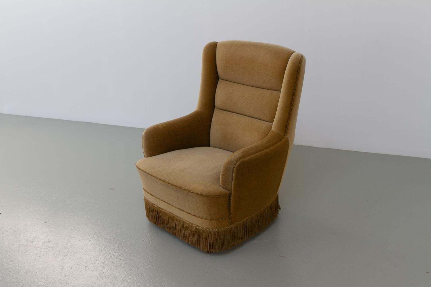 Danish Mid Century Velvet Lounge Chair, 1960s. photo furniture