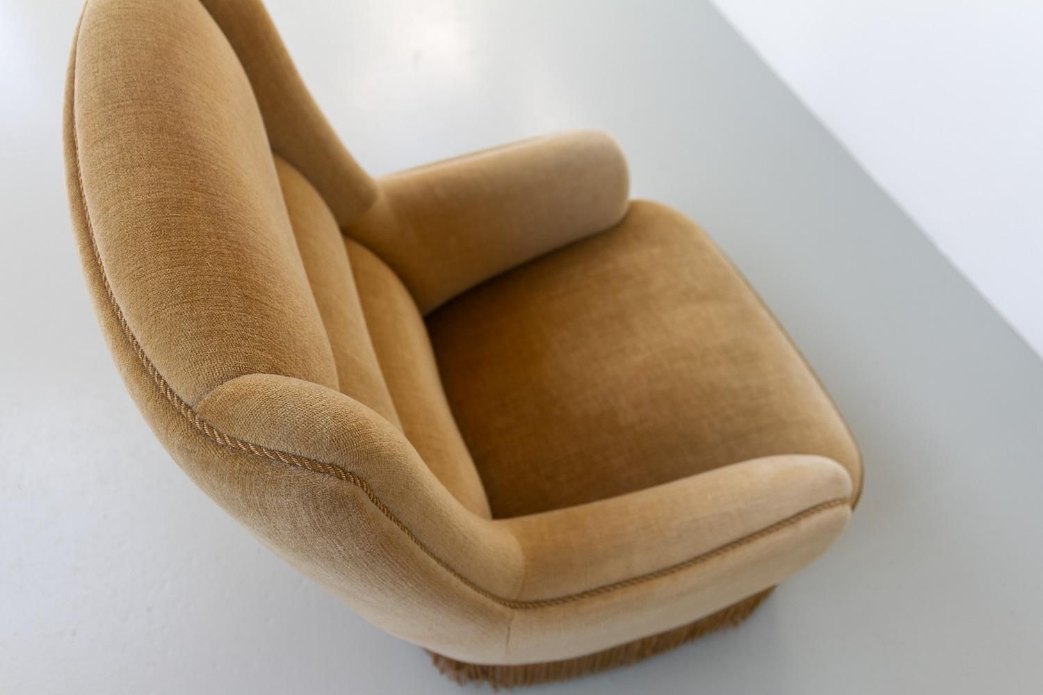 Furniture Danish Mid Century Velvet Lounge Chair, 1960s. photo