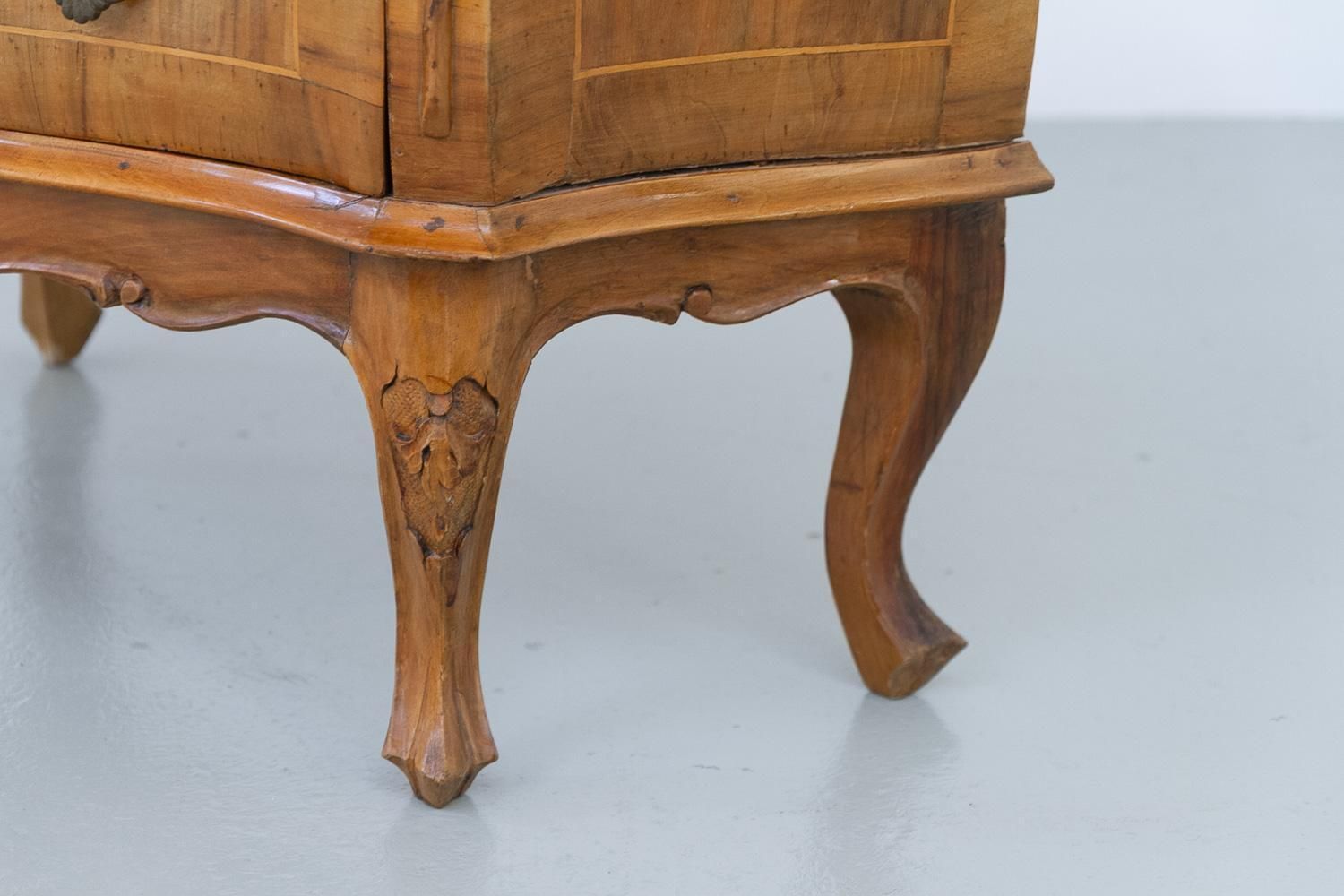 Italian Olive Wood Bombe Chest Of Drawers Rococo Style, 1950s. photo vintage
