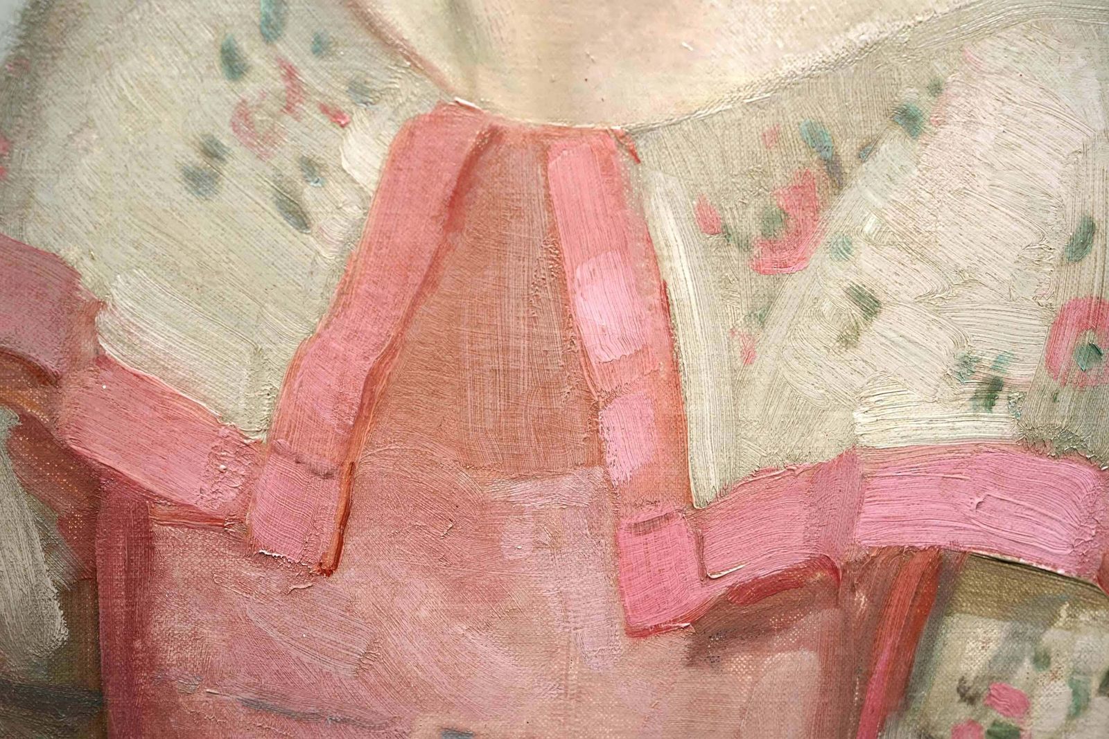 James P Barracloughportrait Of A Lady In Pink Dress   British 1920's Art Deco Portrait Oil Painting1923 photo buy