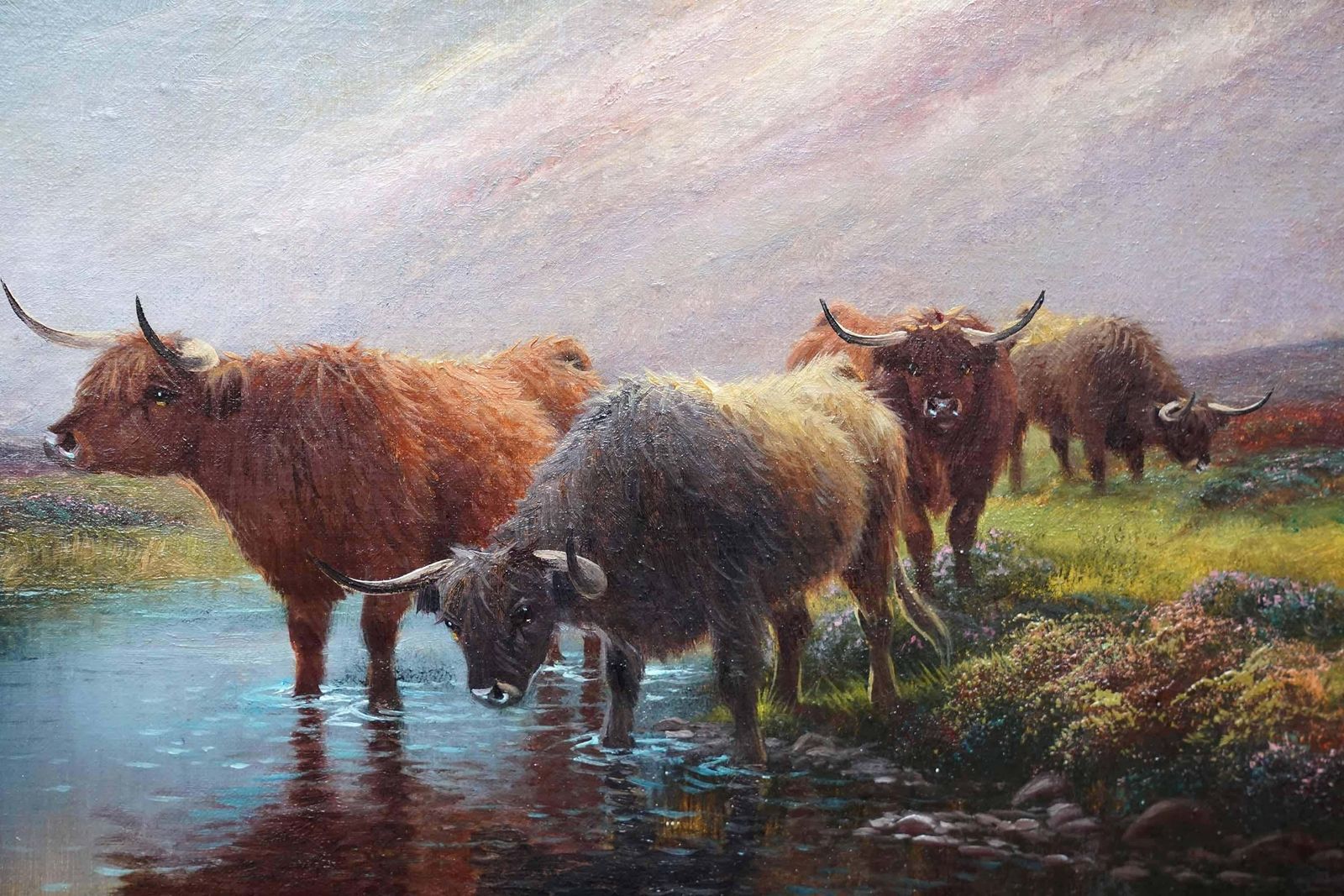 Henry Robinson Hallhighland Cattle Glen Sannox Arran   British Victorian Art Landscape Oil Paintingcirca 1900 photo Art