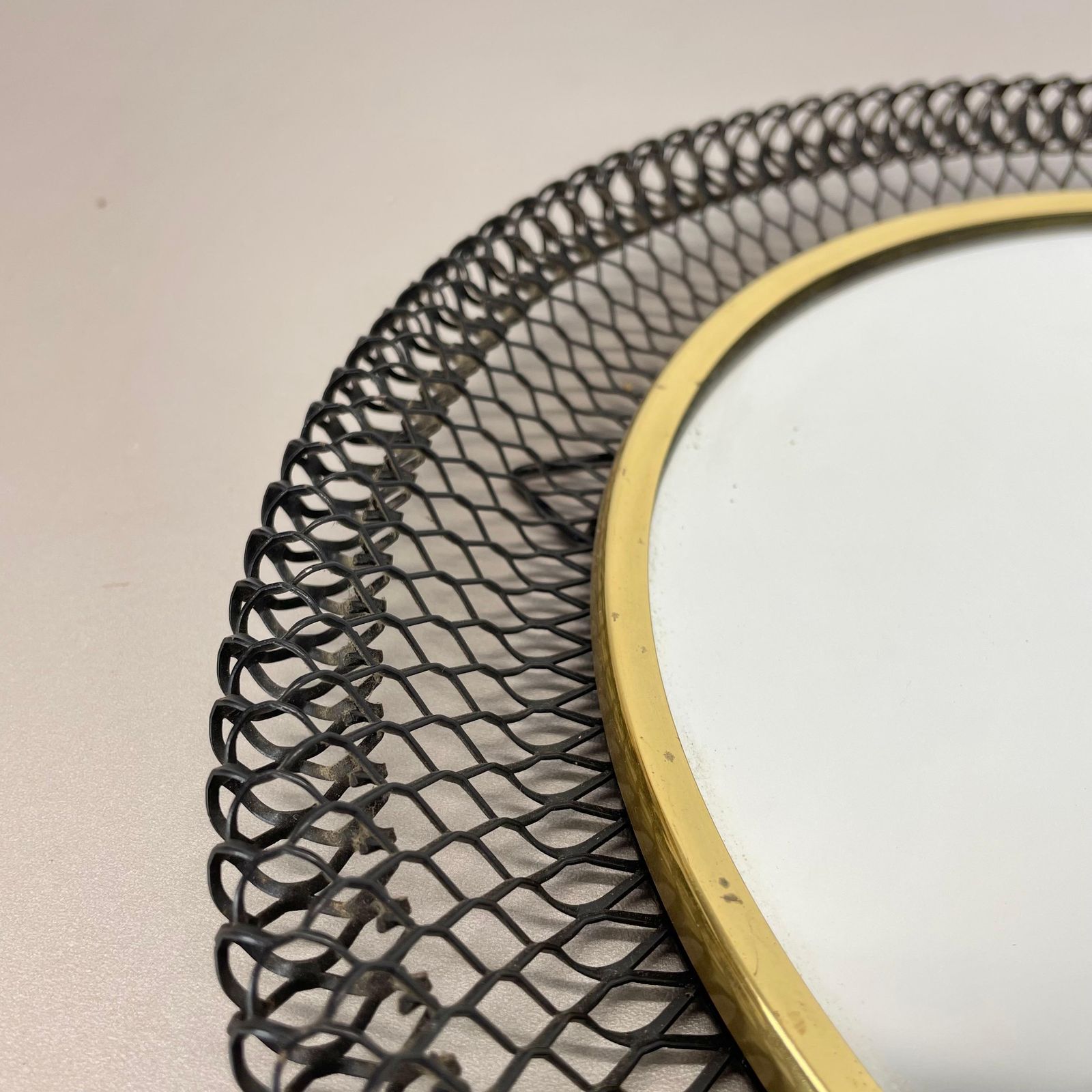 Home Decor Original 34cm French Mategot Style Bauhaus Metal Wall Mirror, France 1950s photo