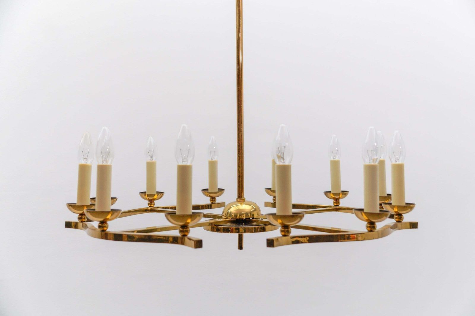 photo furniture Amazing Huge Chandelier In Brass, Vereinigte Werkstätten München, 1950s Germany