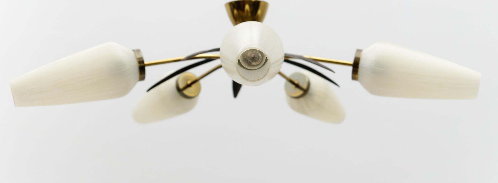 Mid Century Modern 5 Armed Brass And Glass Sputnik Lamp, 1950 photo 929.0