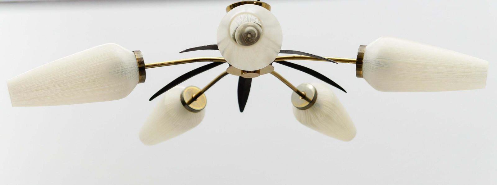 Mid Century Modern 5 Armed Brass And Glass Sputnik Lamp, 1950 photo buy