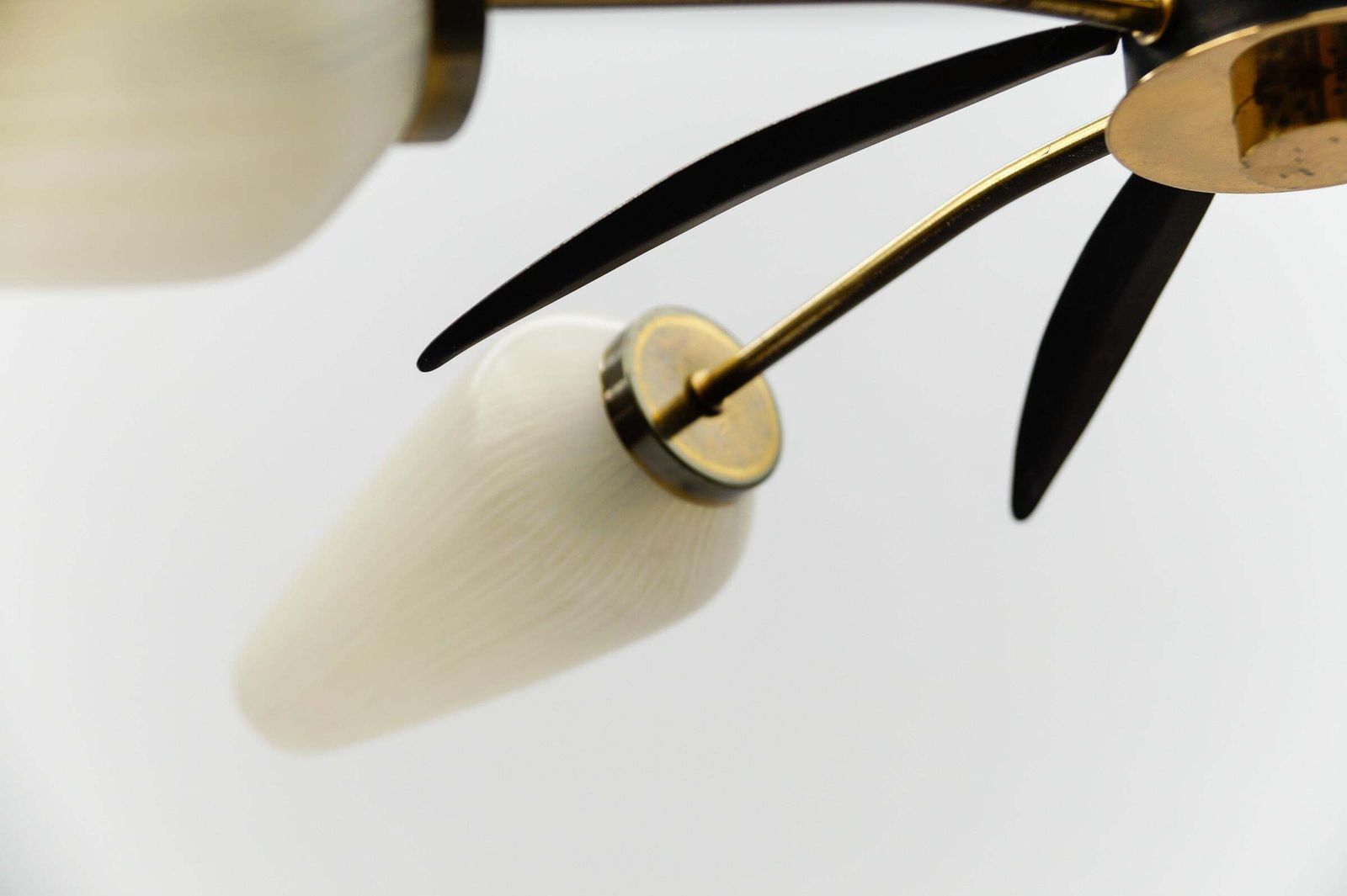 Lighting Mid Century Modern 5 Armed Brass And Glass Sputnik Lamp, 1950 photo