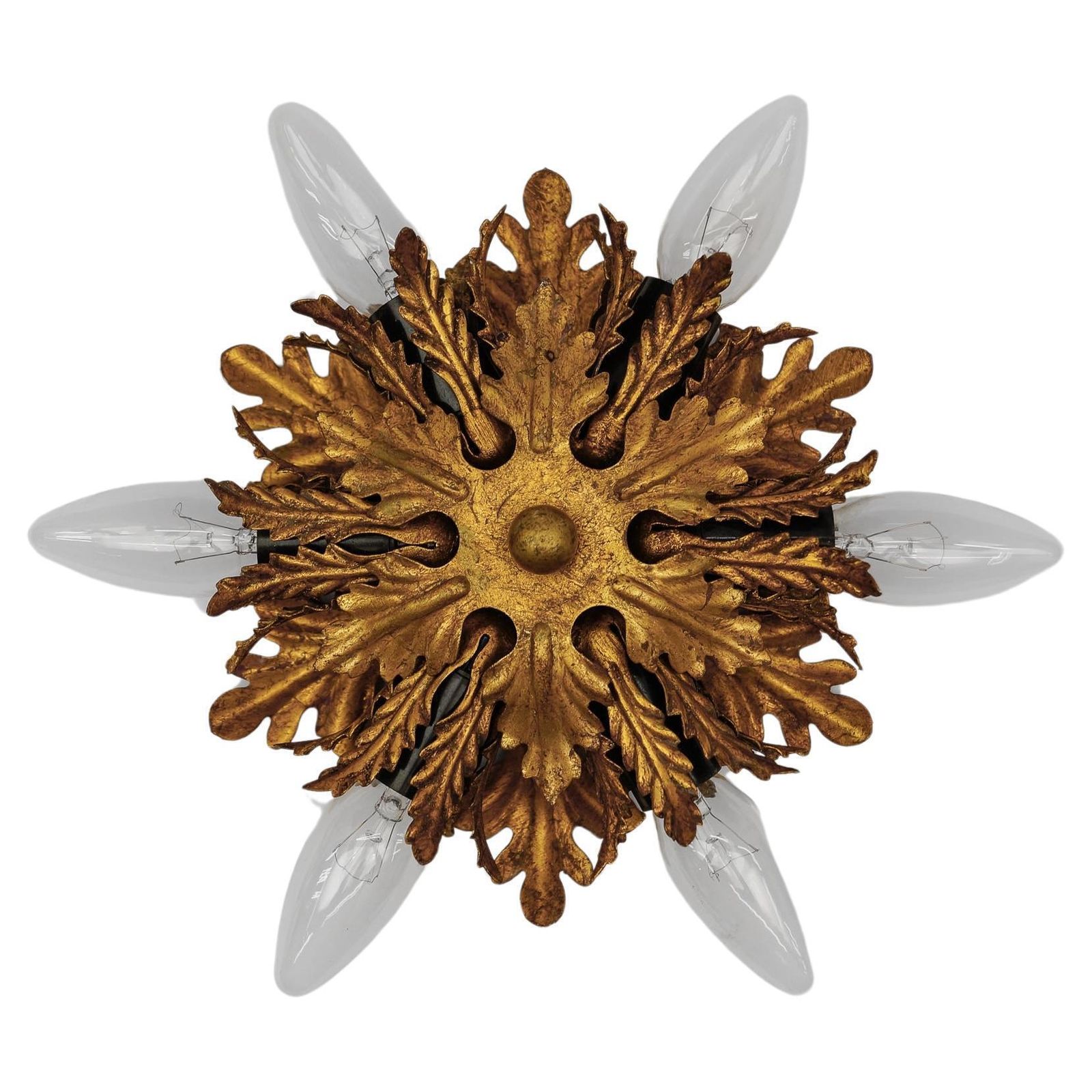 Florentine Ceiling Lamp By Banci Firenze In Gold, 1960s Italy