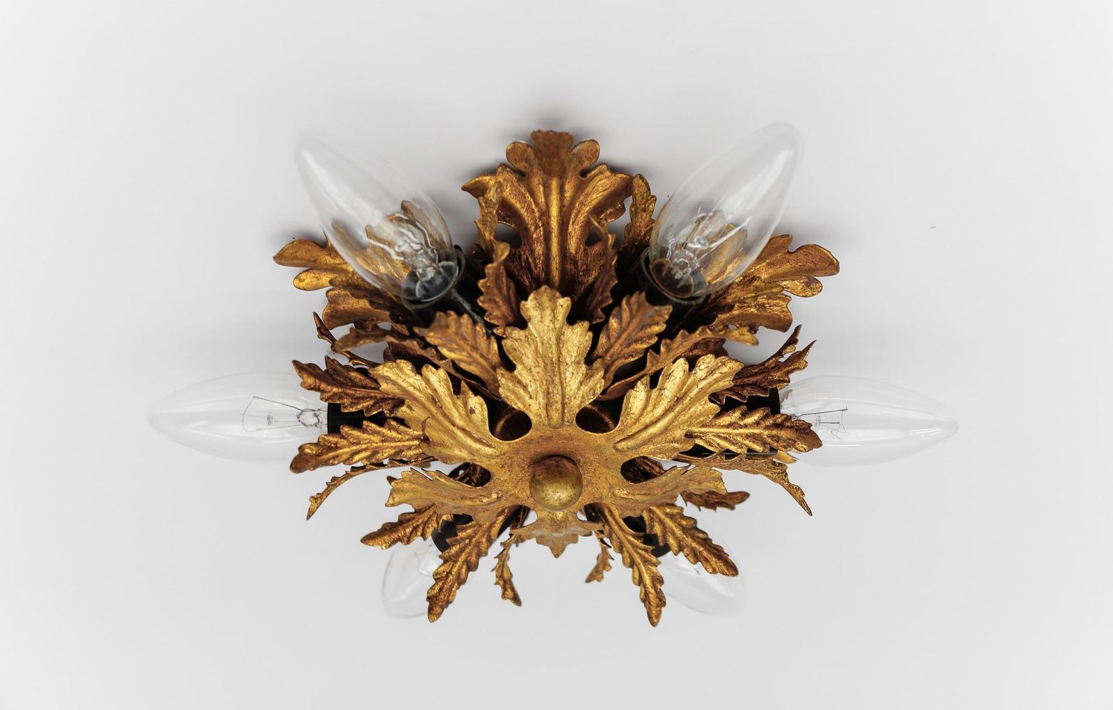 Florentine Ceiling Lamp By Banci Firenze In Gold, 1960s Italy photo for sale