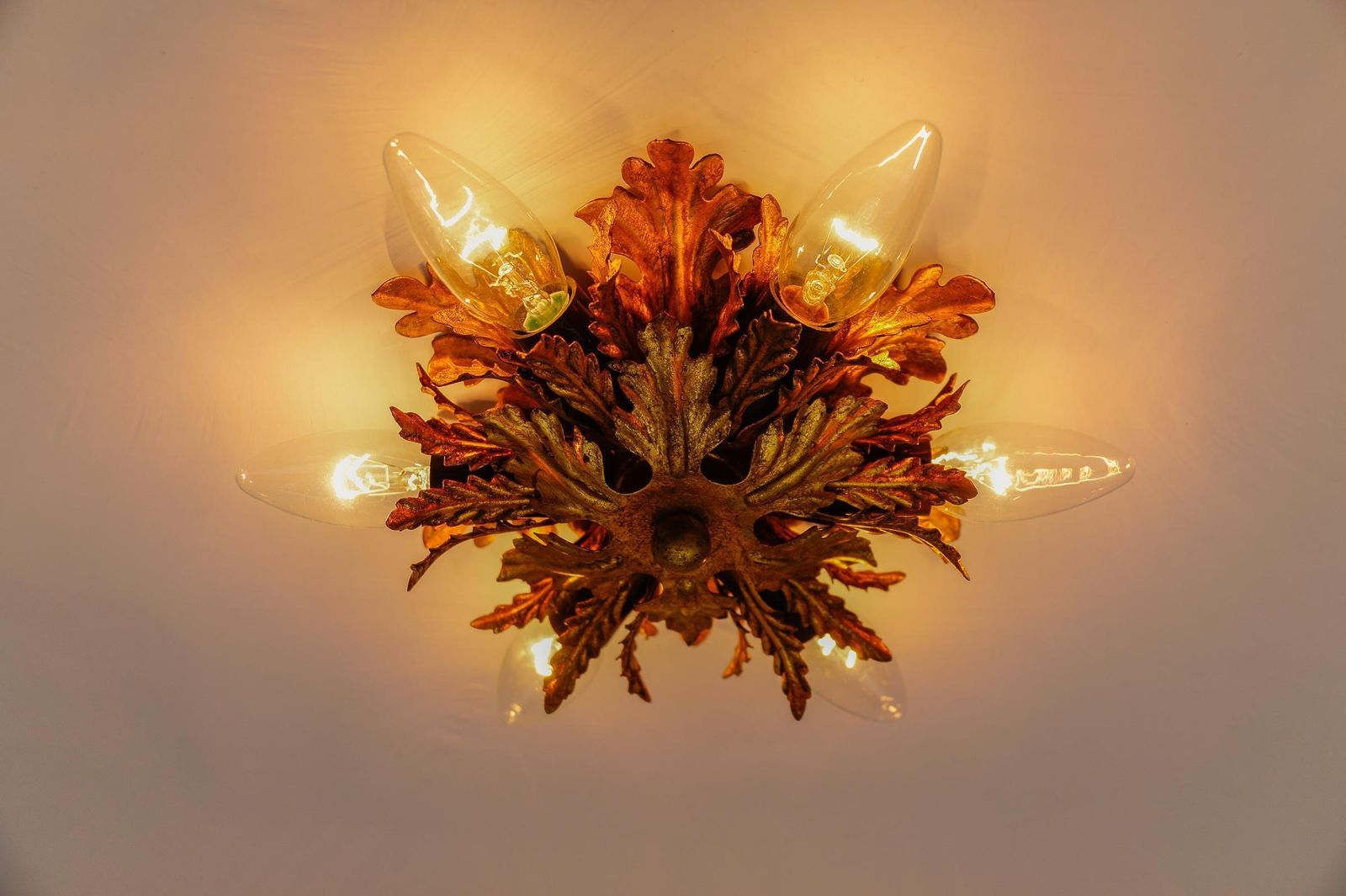 Florentine Ceiling Lamp By Banci Firenze In Gold, 1960s Italy photo Lighting