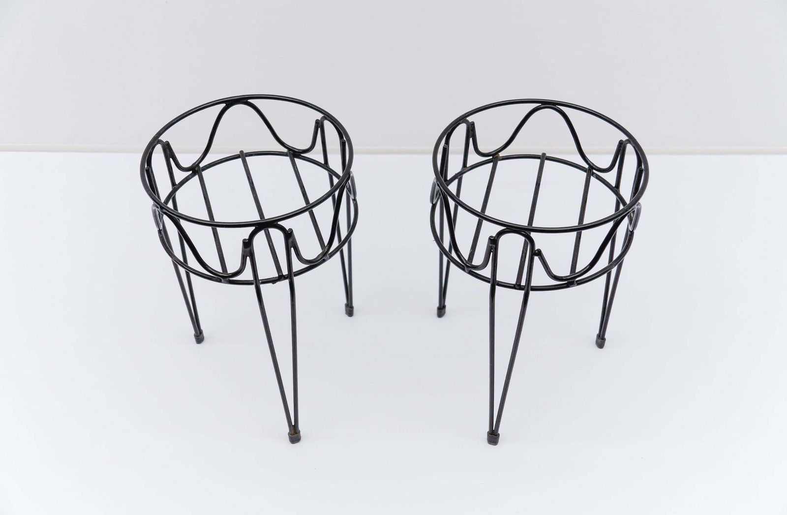 photo for sale Set Of Four Mid Century Modern String Metal Flower Stands, 1950s Sweden