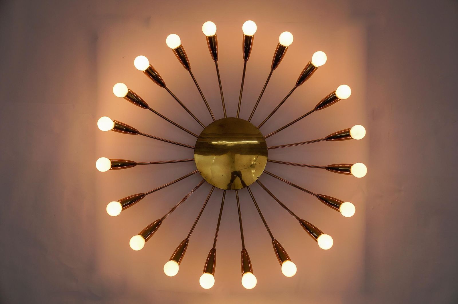 Large Mid Century Modern 20 Arm Brass Sputnik Lamp, Germany, 1950s photo for sale