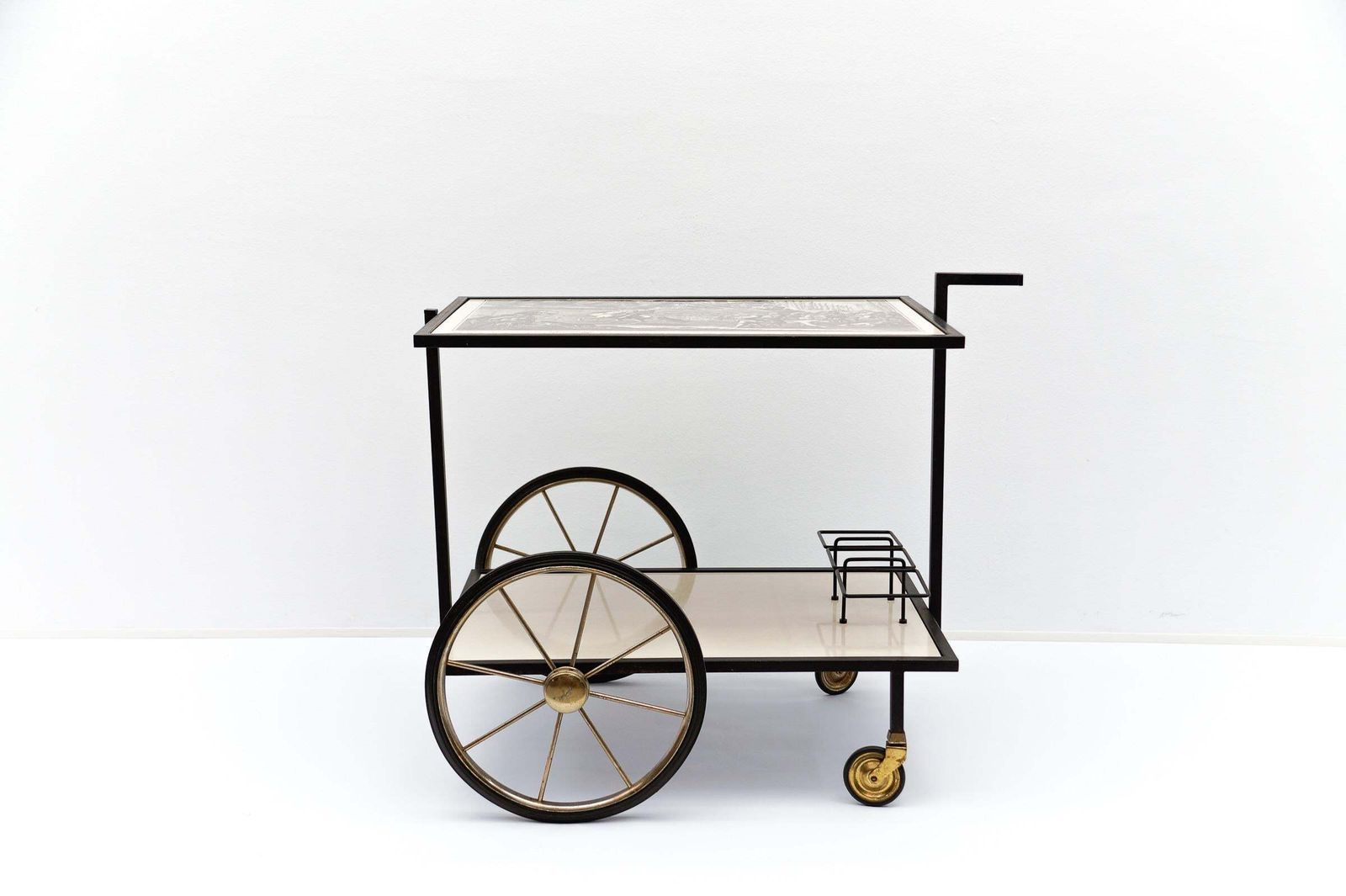 Simple And Elegant Metal Bar Cart Serving Trolley, "Changieren", 1960s Germany photo 823.0