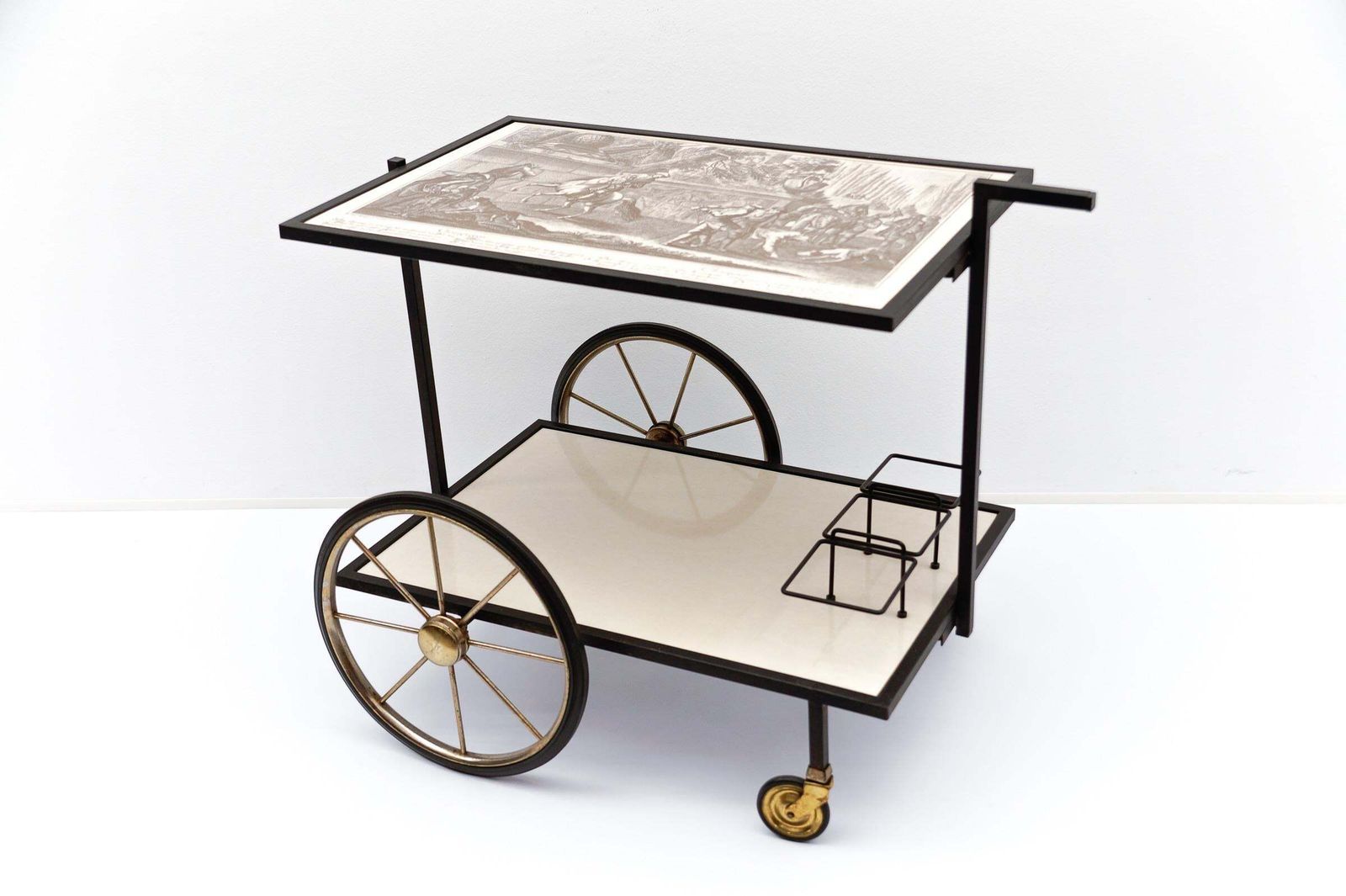 Simple And Elegant Metal Bar Cart Serving Trolley, "Changieren", 1960s Germany photo buy