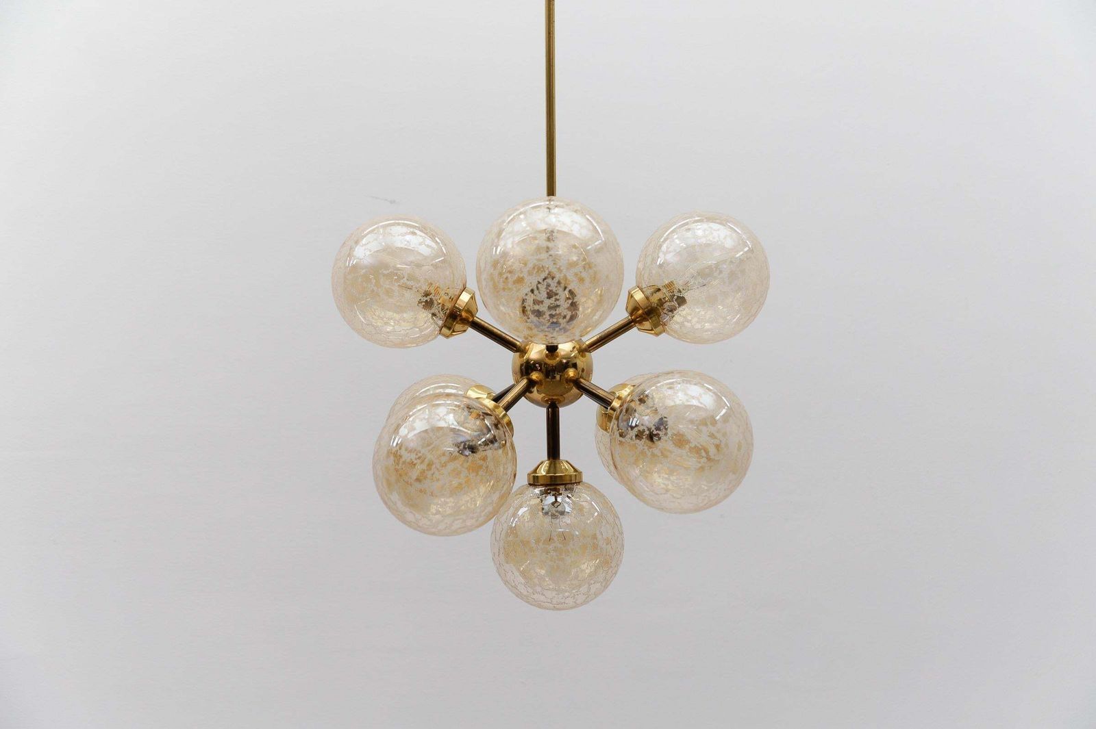 photo furniture Mid Century Modern Ceiling Lamp With 9 Amber Glasses, 1960s Italy