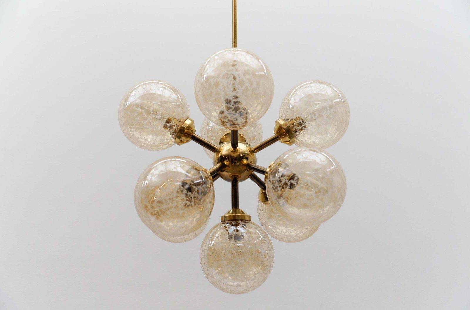 photo for sale Mid Century Modern Ceiling Lamp With 9 Amber Glasses, 1960s Italy