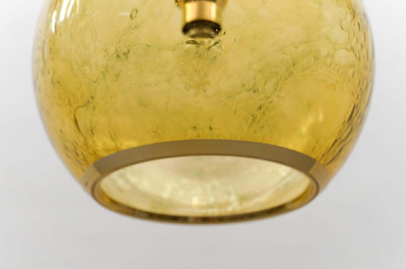 Lighting Lovely Yellow Glass Ball And Brass Pendant Lamp By Doria,   1960s Germany photo