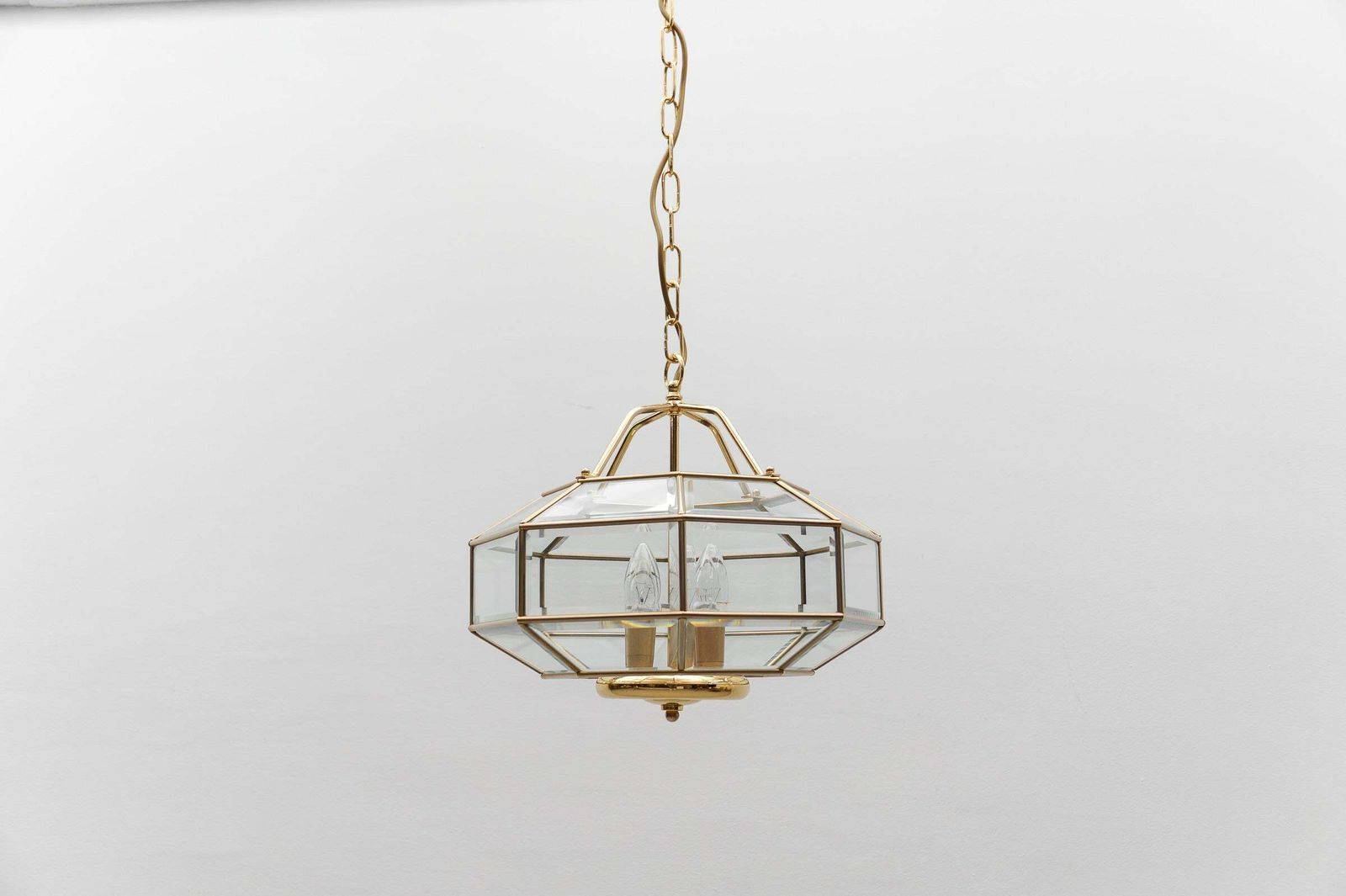 Lovely Elegant Cut Glass Pendant Lamp, Italy 1960s photo Lighting