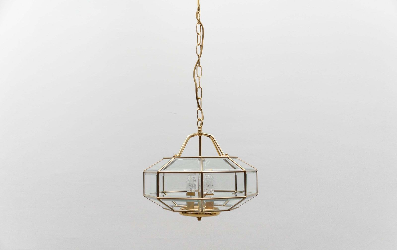 Lovely Elegant Cut Glass Pendant Lamp, Italy 1960s photo vinterior