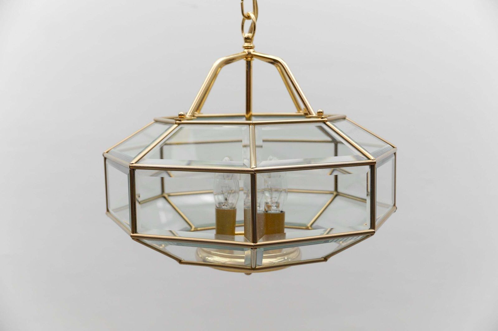 photo for sale Lovely Elegant Cut Glass Pendant Lamp, Italy 1960s