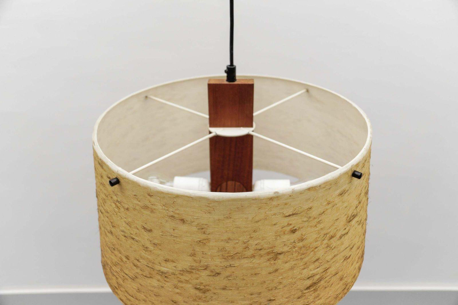photo for sale Lovely Ceiling Lamp In Teak And Glass Fiber By Temde Swiss, 1960s