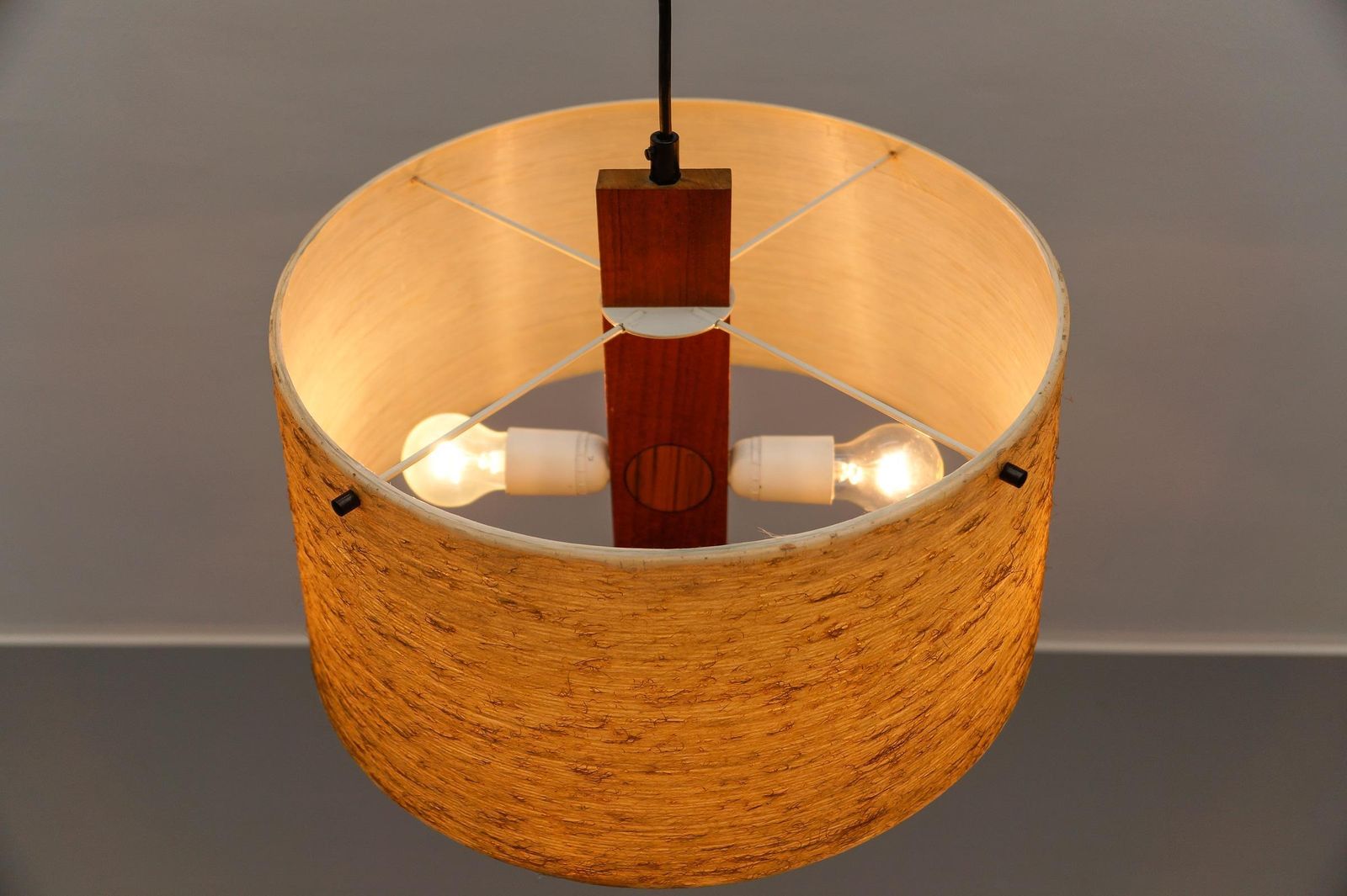 Lighting Lovely Ceiling Lamp In Teak And Glass Fiber By Temde Swiss, 1960s photo