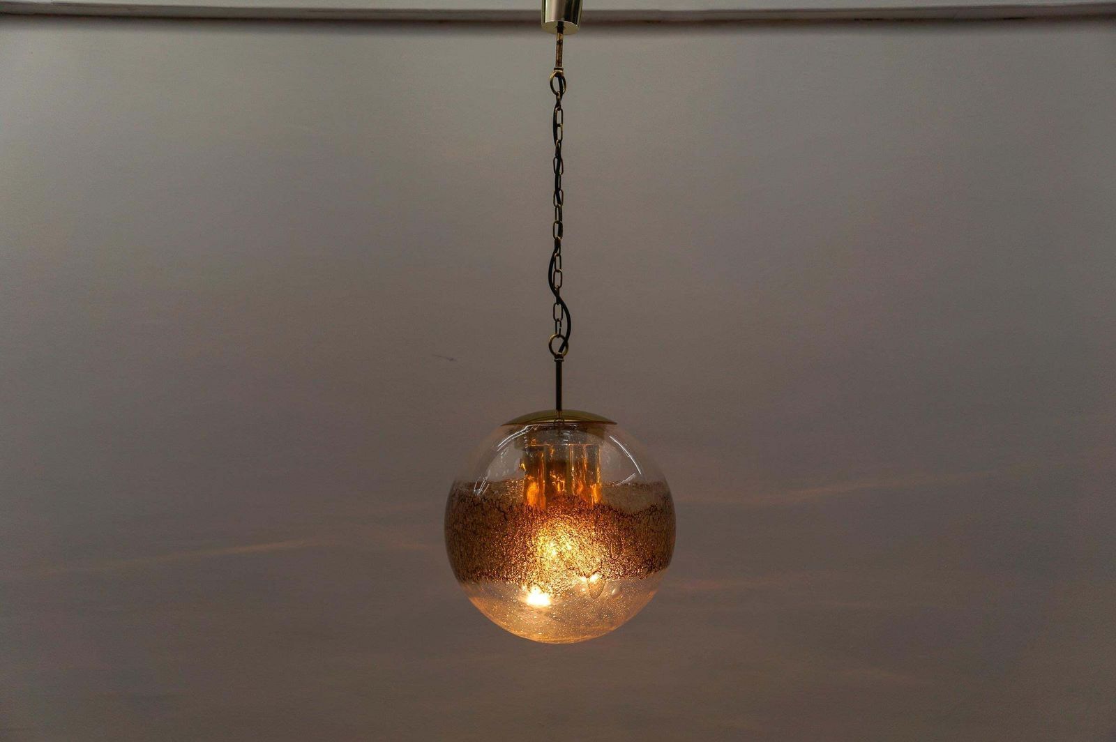 Lovely Murano Glass Ball Pendant Lamp   1960s Germany photo Lighting