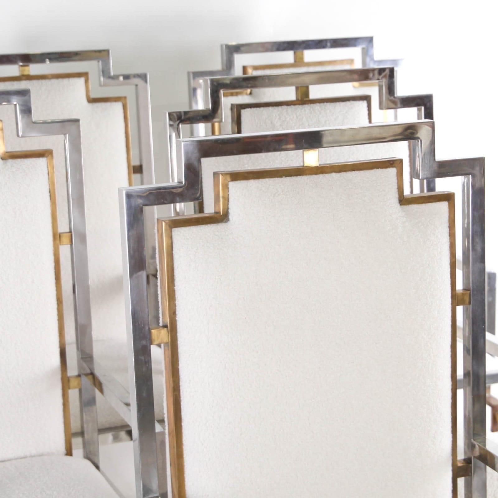 photo furniture Set Of 6 Steel And Brass Armchairs
