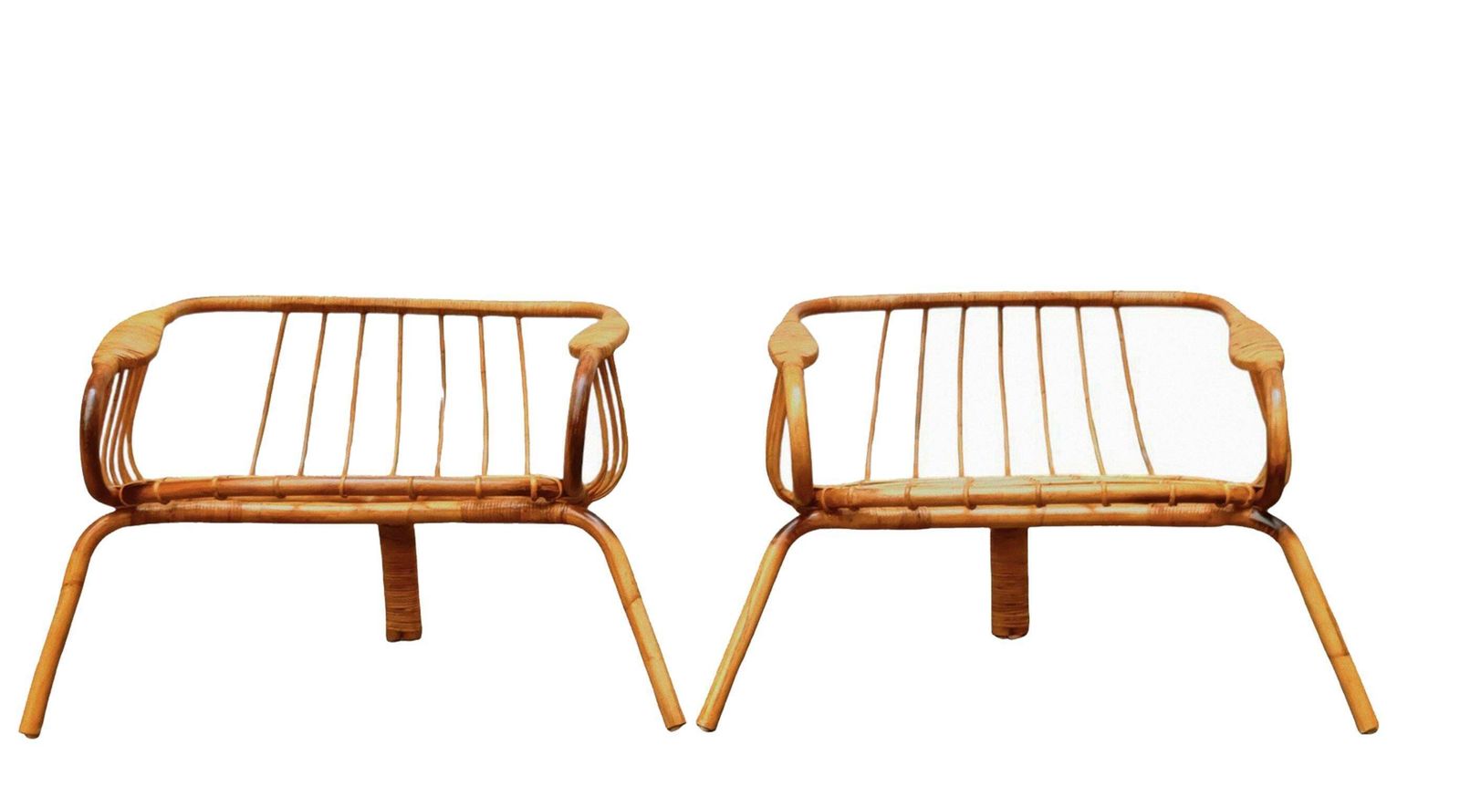 Pair Of Wide Bamboo And Rattan Armchairs, Italy 1960s photo furniture
